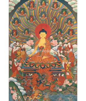 High Quality 12 Deeds Buddha Thangka Print for Enlightenment