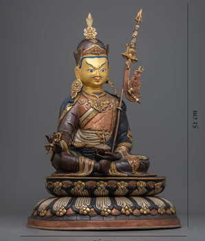 Statue for Padmasambhava Teachings | Guru Rinpoche Face Gilded in 24-Karat Real Gold