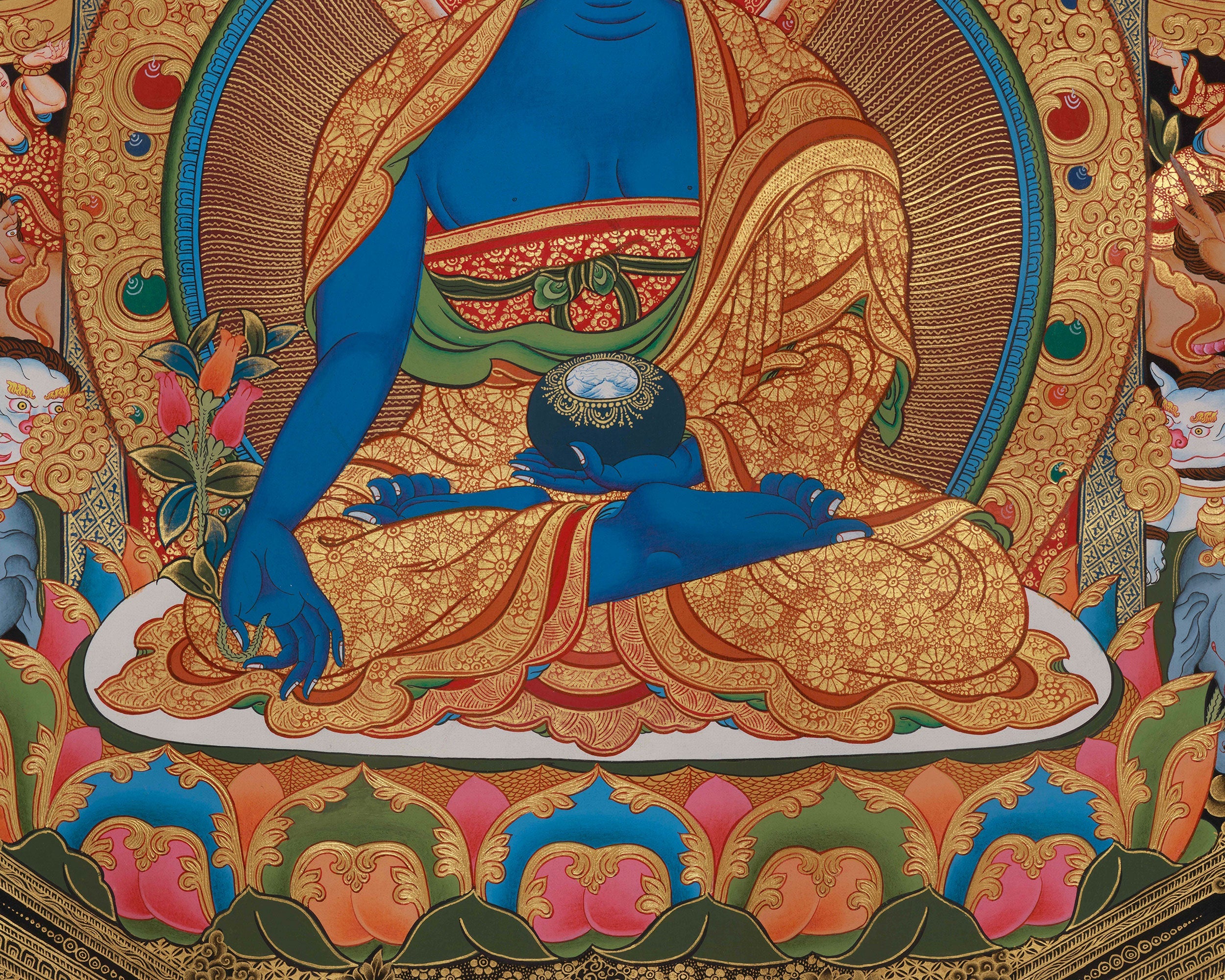 Golden Presence of Bhaishajyaguru, Medicine Buddha | Giclee Canvas Print