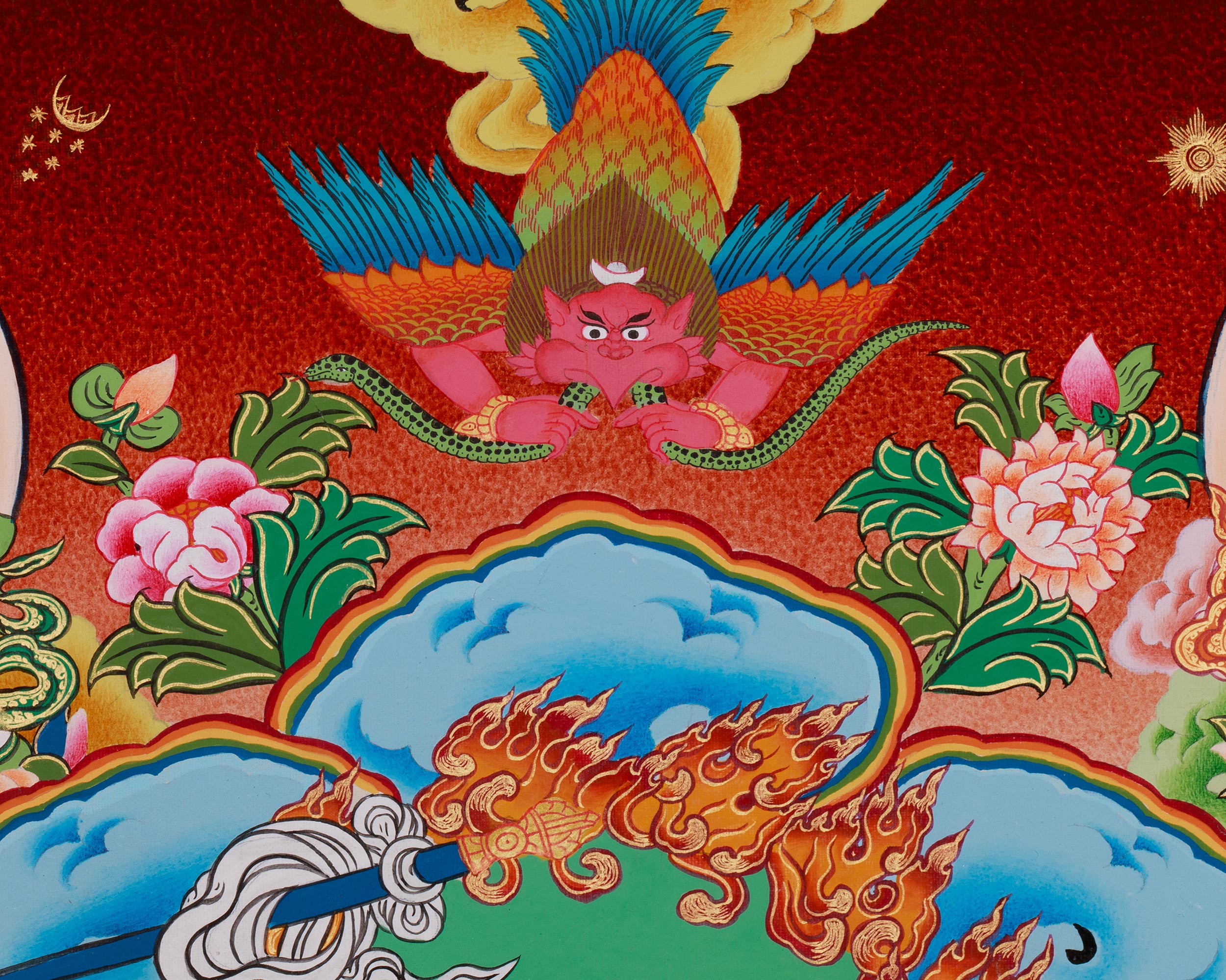 Sacred White Dzambhala Thangka | Himalayan Wealth Deity Artwork