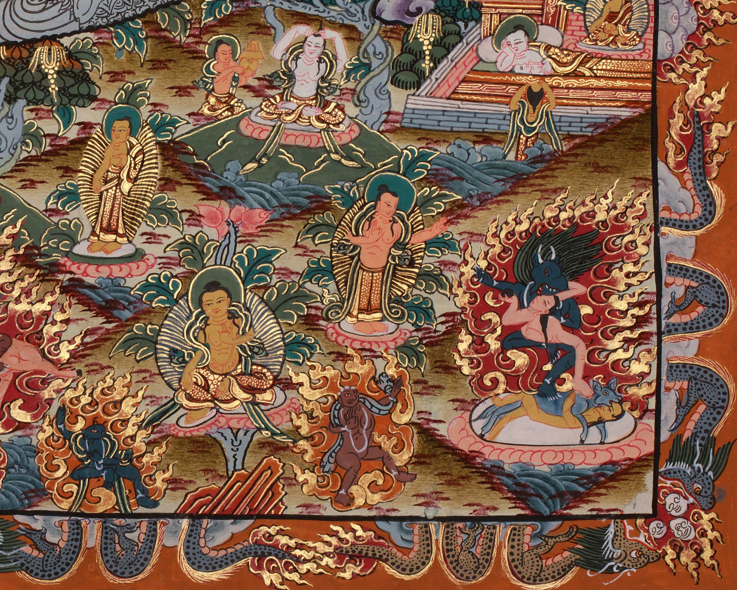 Sacred Mandala Artwork | Hand Painted Buddhist Thangka | Home Decor