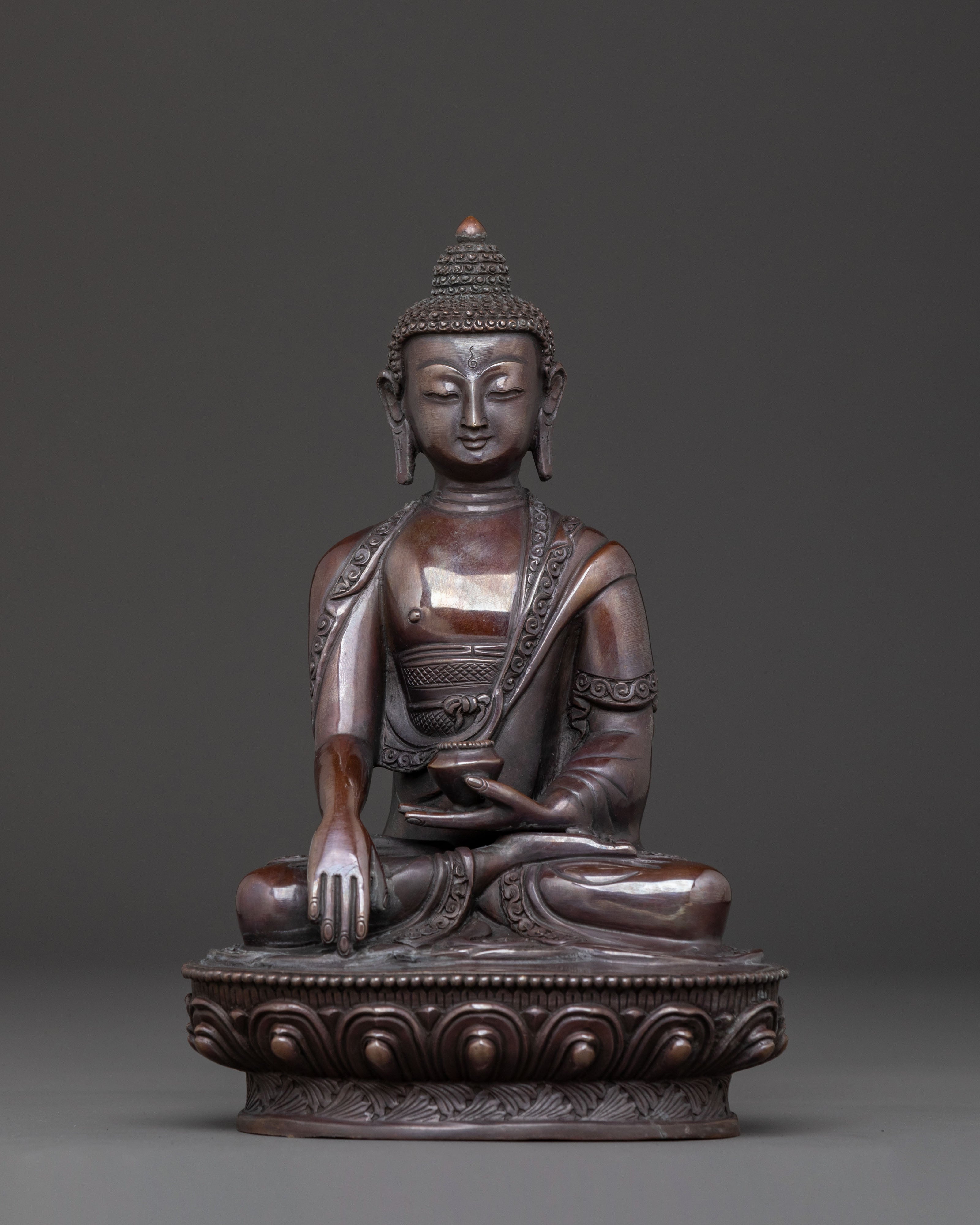 Shakyamuni Buddha Compassion Statue – Oxidized Copper Art