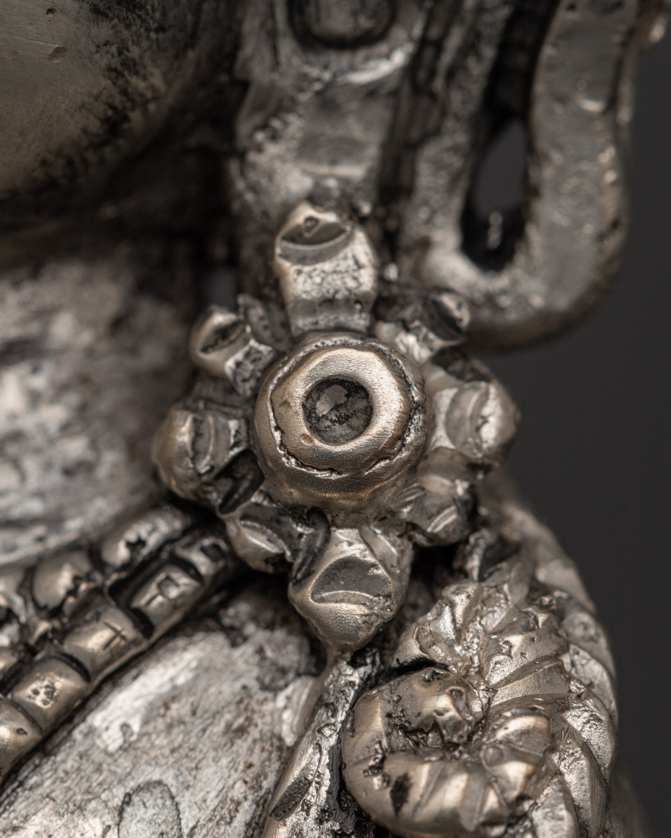 Amitayus Copper Body Silver Plated Statue | Buddhist Meditation Decor