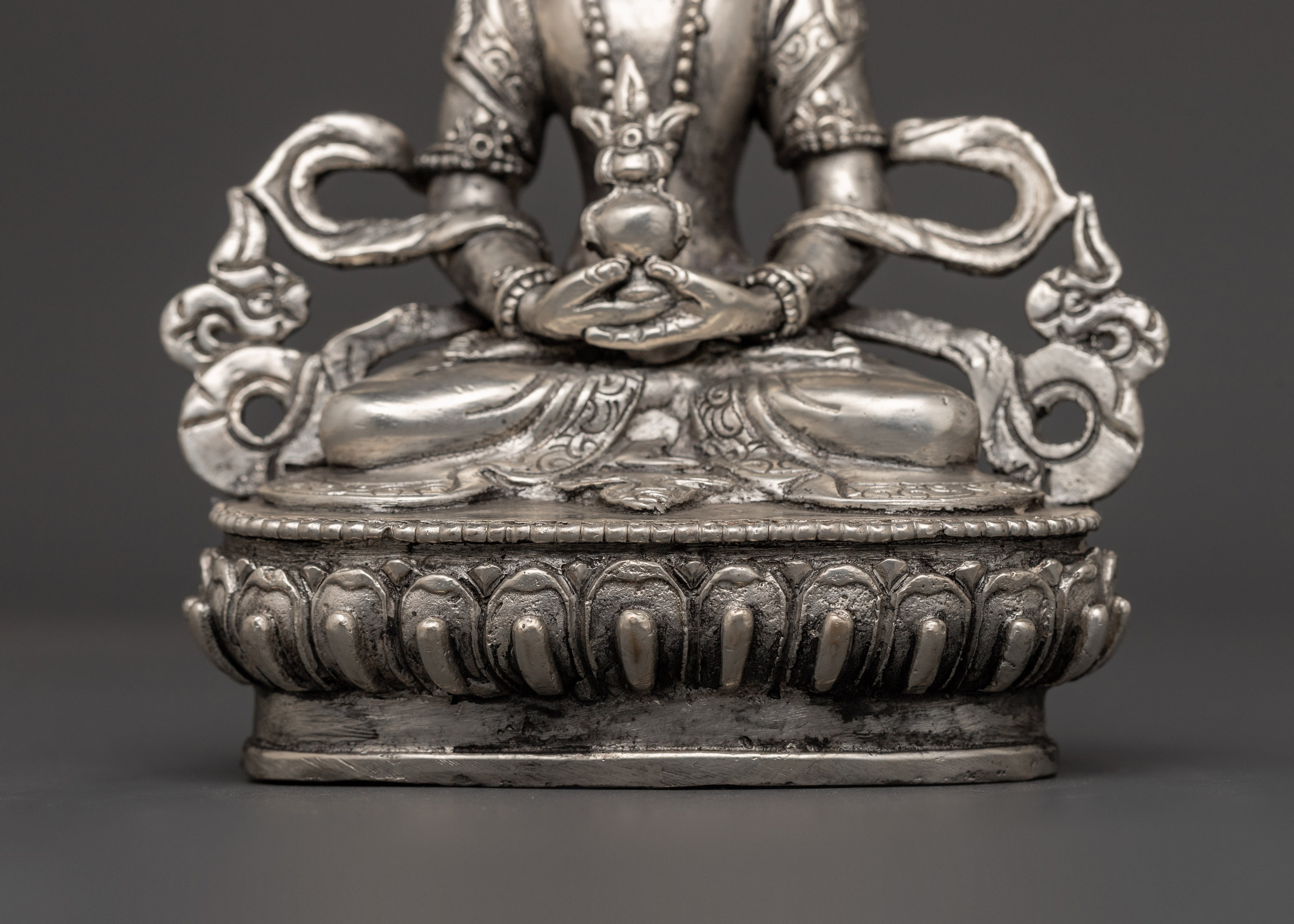 Amitayus Copper Body Silver Plated Statue | Buddhist Meditation Decor