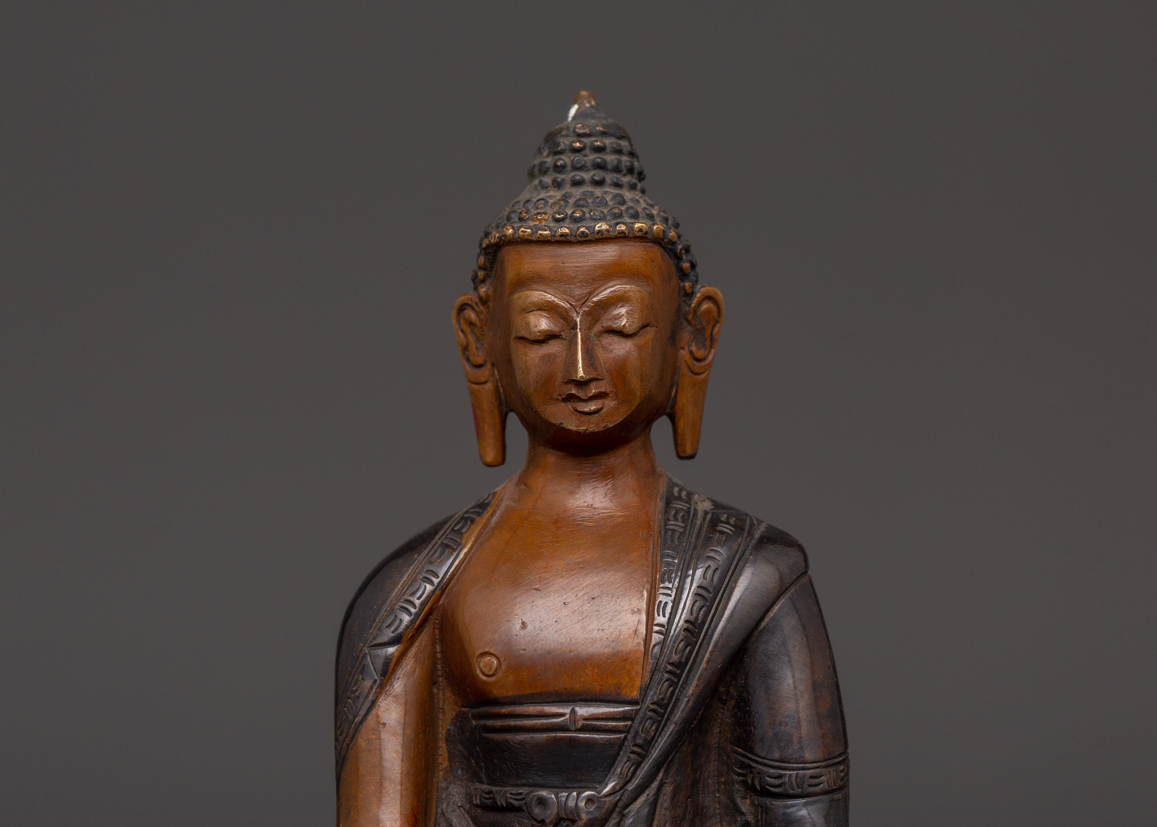 Beautiful Oxidized Copper Shakyamuni Buddha | Spiritual Decor & Buddhist Practice
