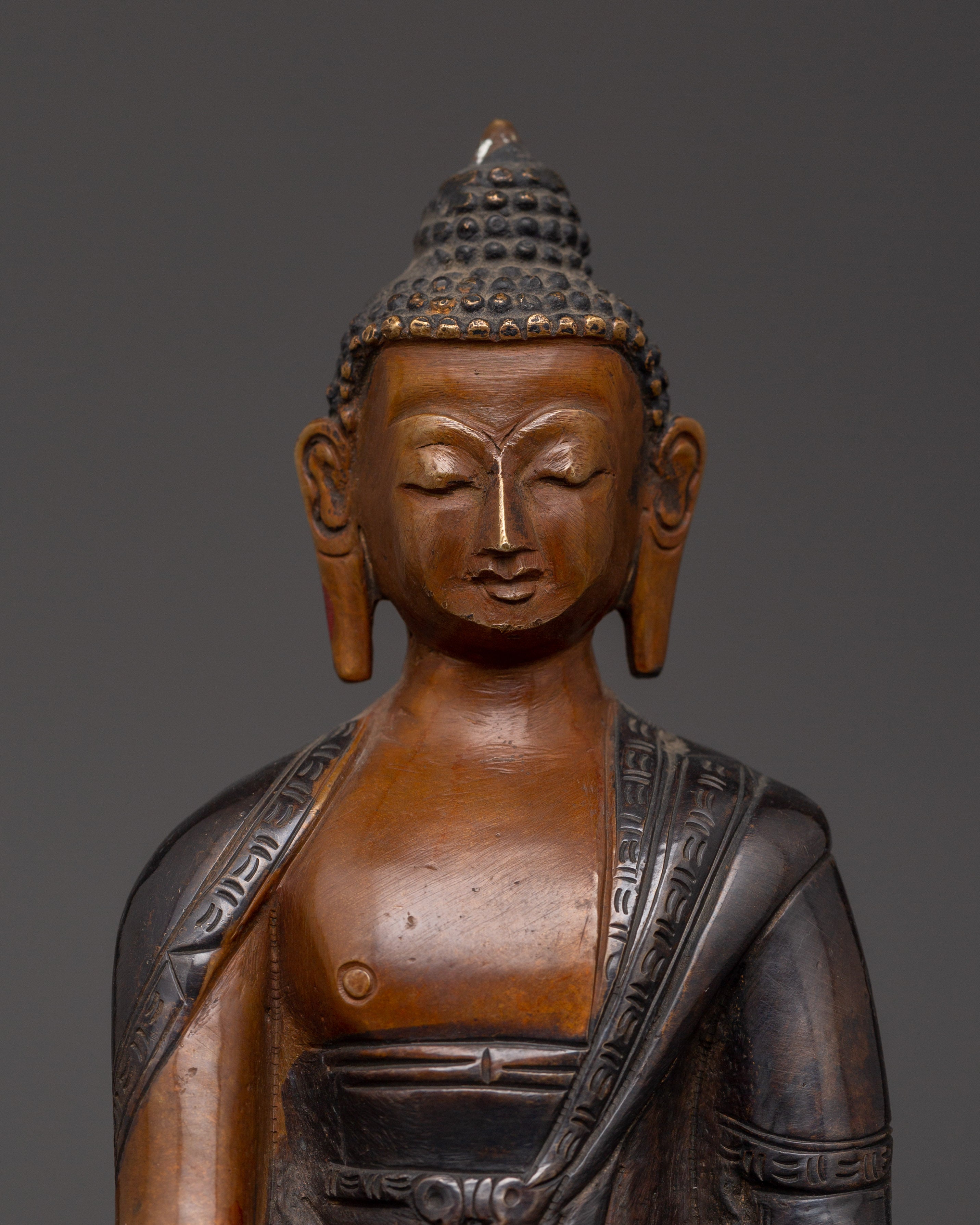 Beautiful Oxidized Copper Shakyamuni Buddha | Spiritual Decor & Buddhist Practice