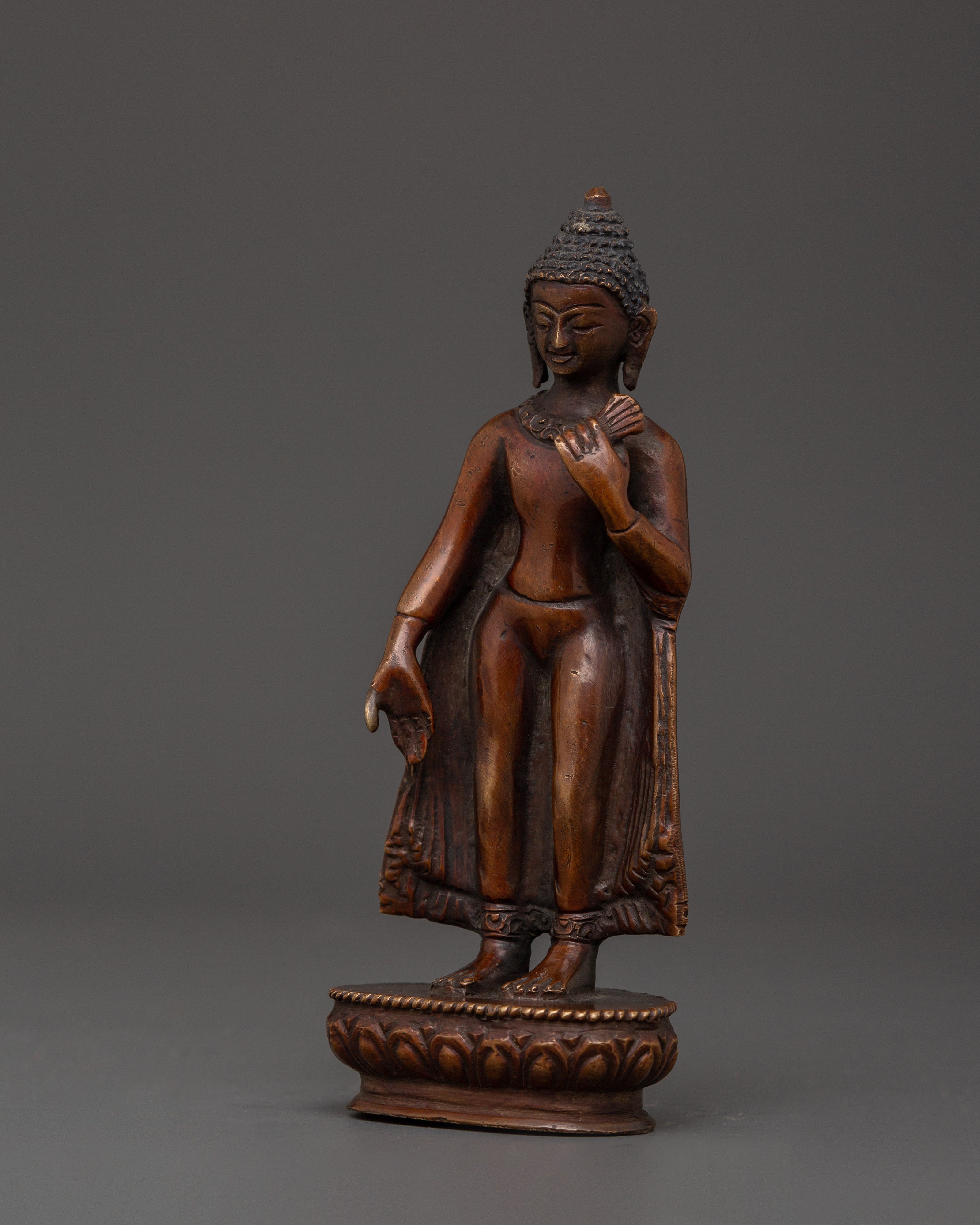Oxidized Copper Dipankara Buddha statue |  Buddhist Enlightenment Deity