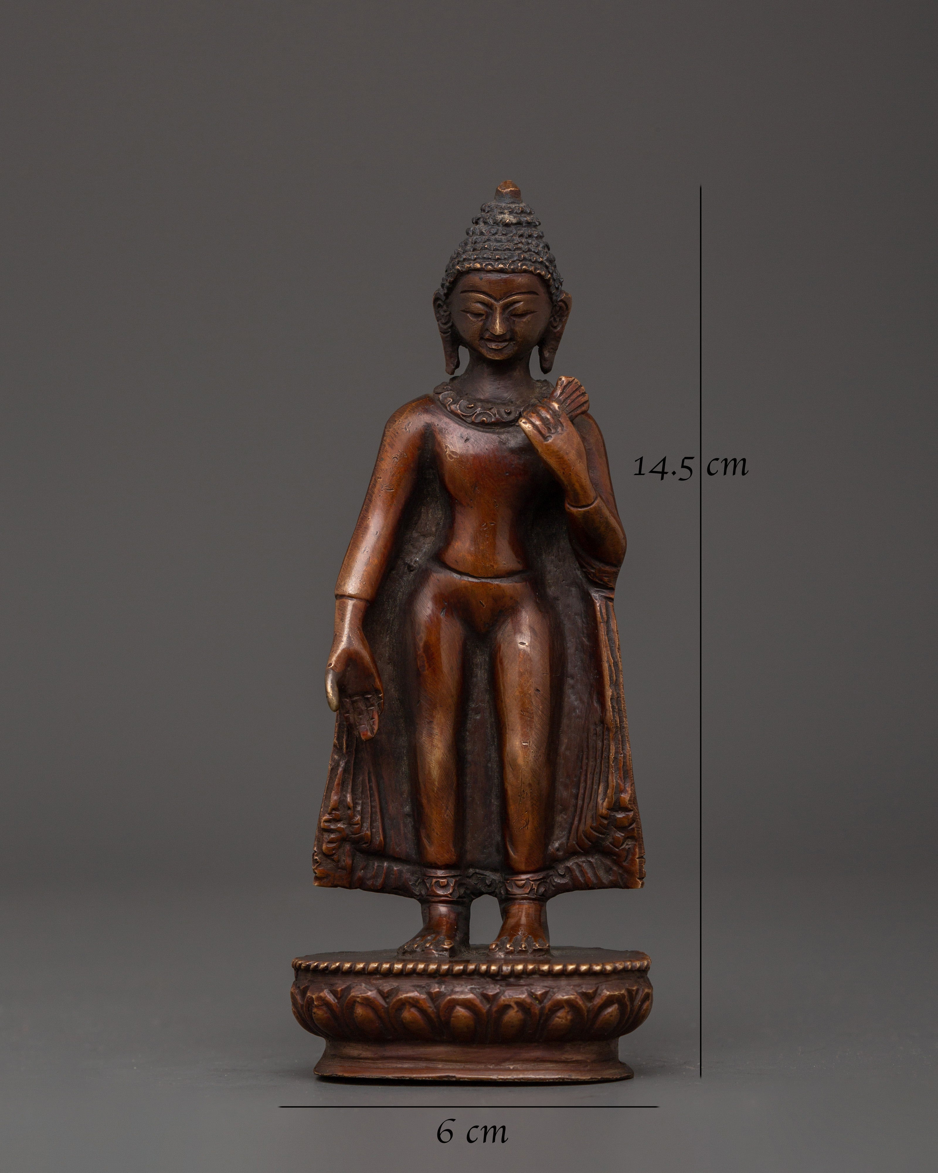 Oxidized Copper Dipankara Buddha statue |  Buddhist Enlightenment Deity