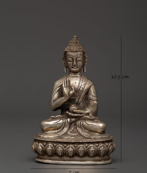 Handmade Amoghasiddhi Buddha Statue | Silver-Plated Copper Body