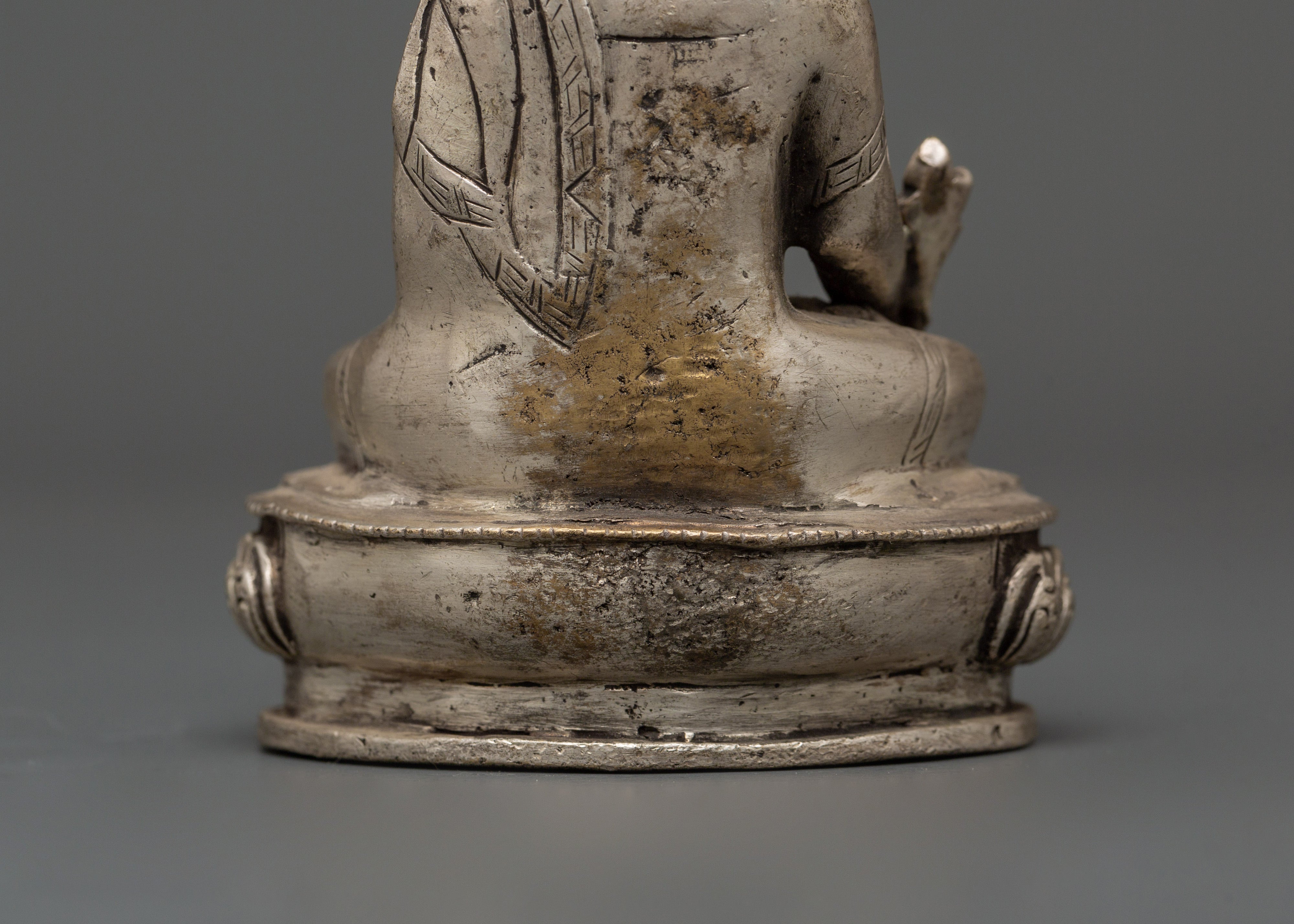 Tibetan Medicine Buddha Statue from Nepal | Handcrafted Silver-Plated Copper