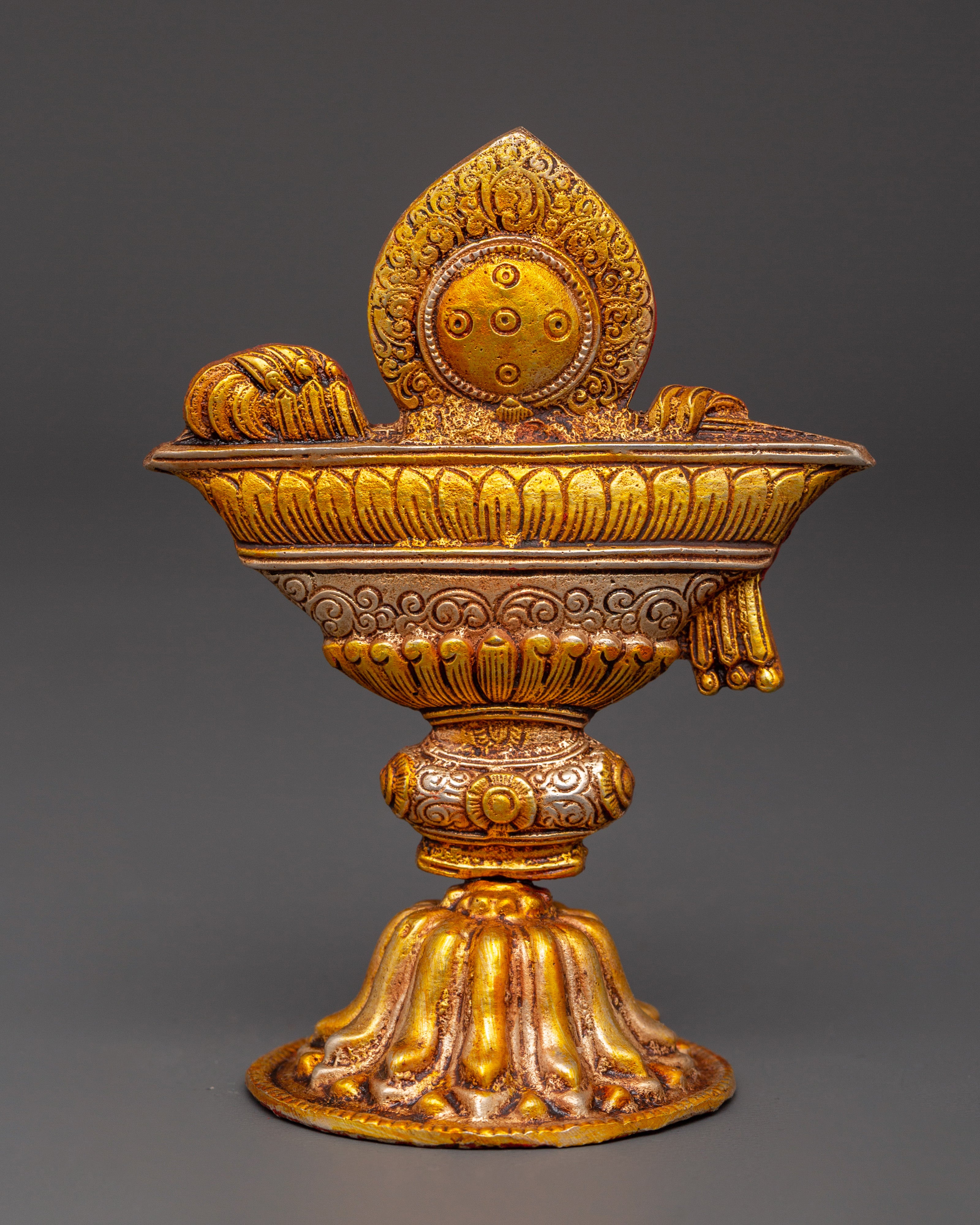 8 Auspicious Buddhist Symbols Offering Set | Gold and Silver Plated Ritual Item