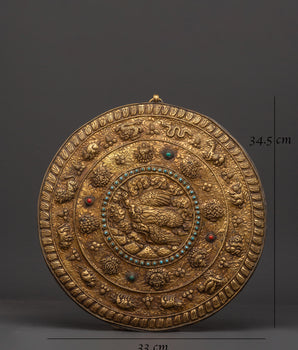 Traditional Tibetan Wall Hanging | Brass Sacred Artwork with Tibetan Symbols