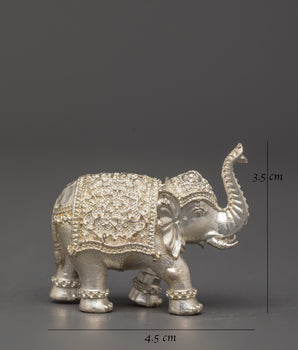 Silver Plated Elephant Figurine | Small Decor Elephant Statue for Home & Office