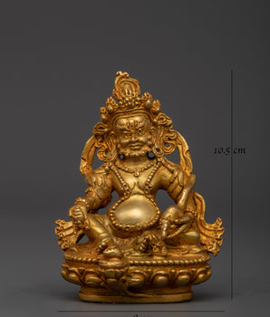 Gold Plated Dzambala Statue for Wealth & Prosperity | Tibetan God of Abundance