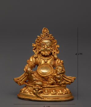 Mini Dzambhala Statue in Gold-Plated Copper | Tibetan Wealth Deity
