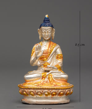 Amogasiddhi Buddha Statue | Brass Figure with Silver & Gold Plating