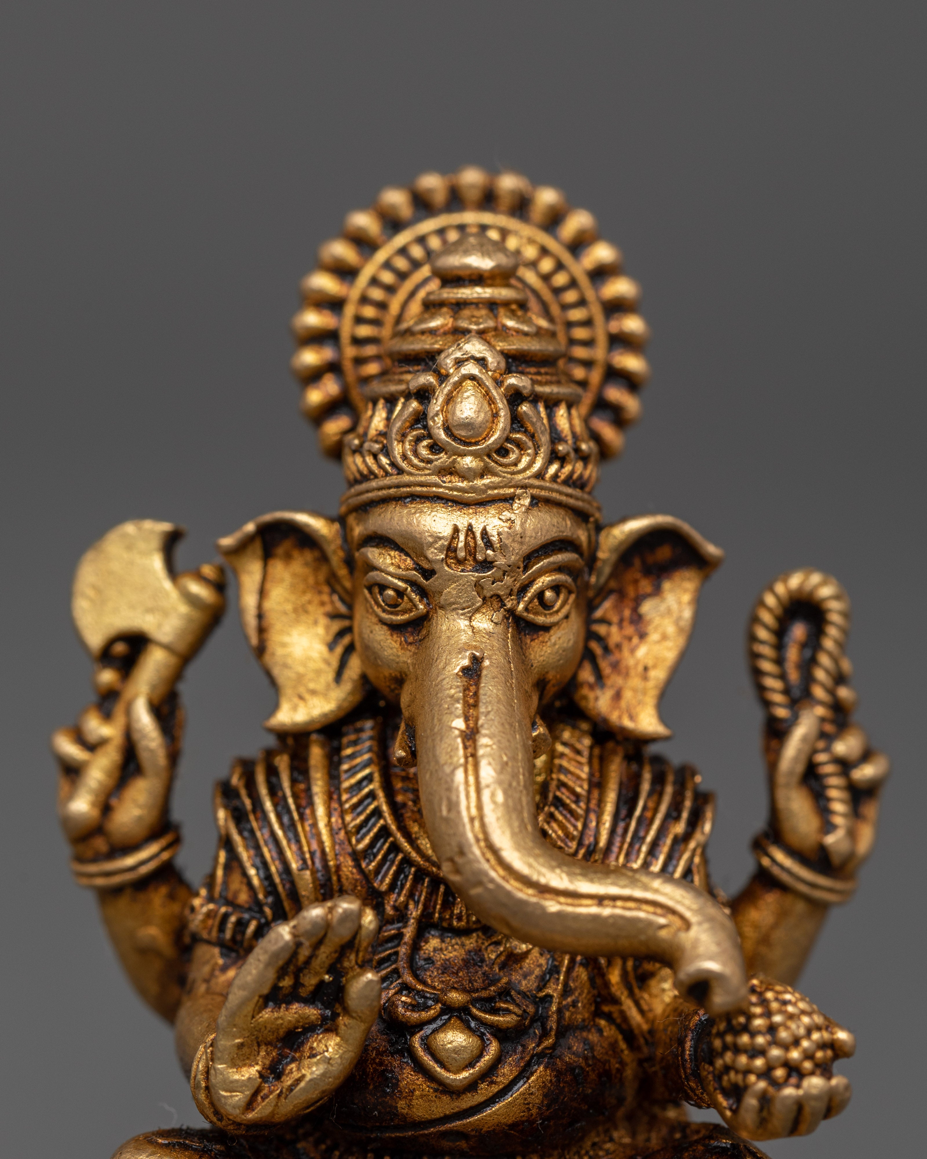 Brass Ganesh Statue with Halo | Ganesha Idol for Wisdom, Guidance & Protection