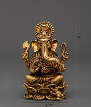 Brass Ganesh Statue with Halo | Ganesha Idol for Wisdom, Guidance & Protection