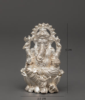 Sacred Silver Figurine of Hindu Deity Ganesha