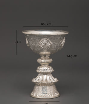 Pure Silver Tibetan Butter Lamp Set | Tibetan Offering Lamps