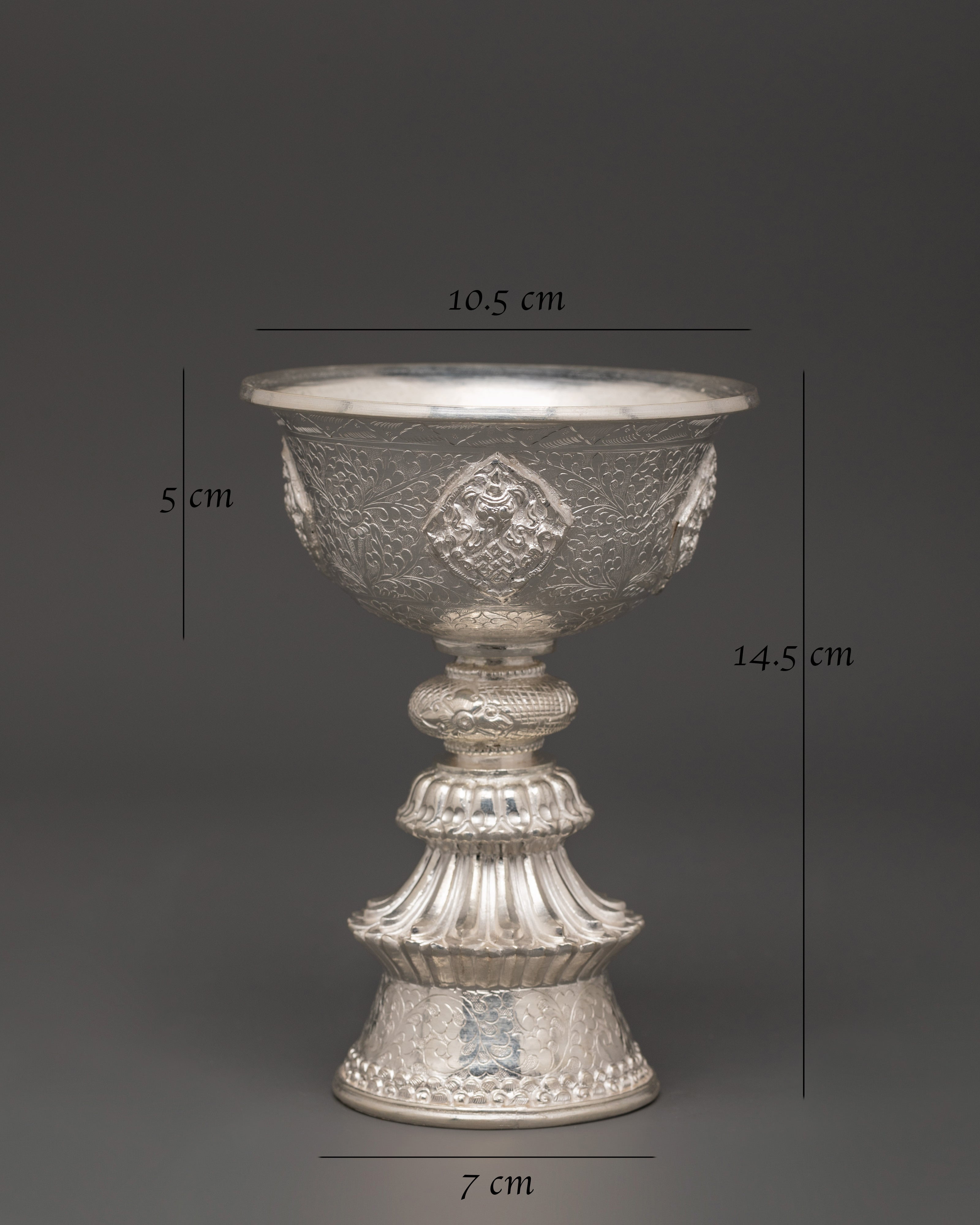 Pure Silver Tibetan Butter Lamp Set | Tibetan Offering Lamps