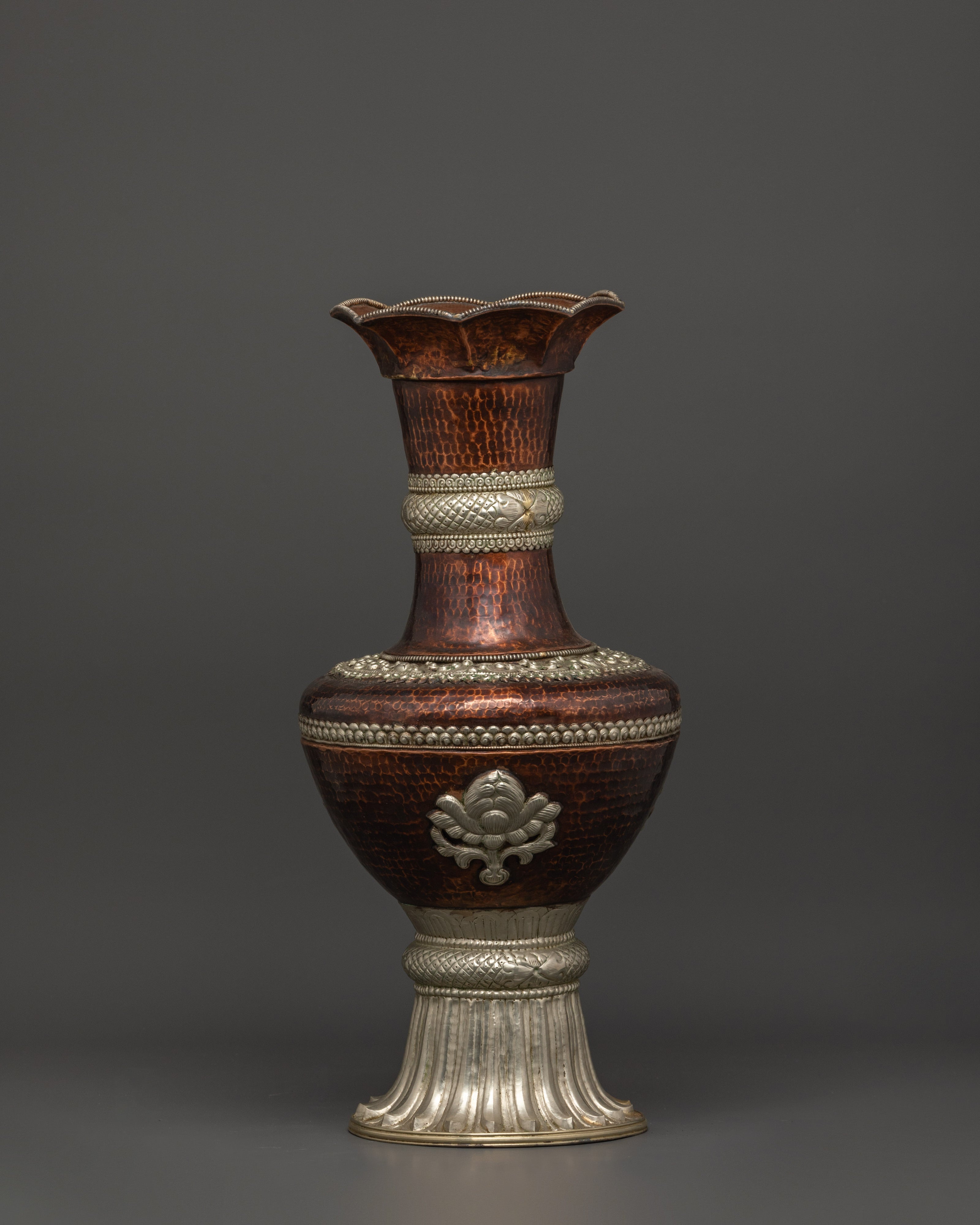 Handcrafted Copper & White Metal Flower Vase Set | Accent Piece Decor