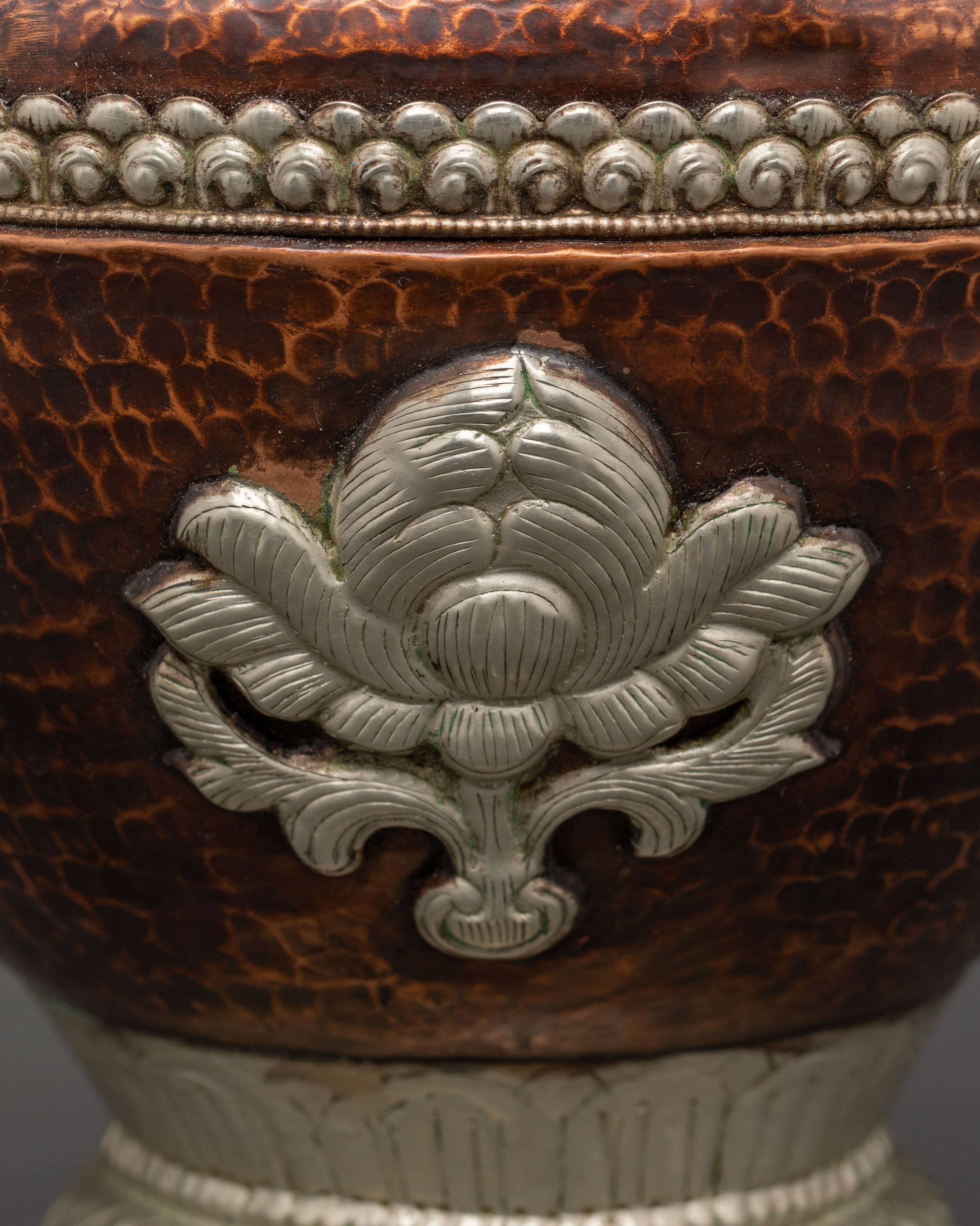 Handcrafted Copper & White Metal Flower Vase Set | Accent Piece Decor