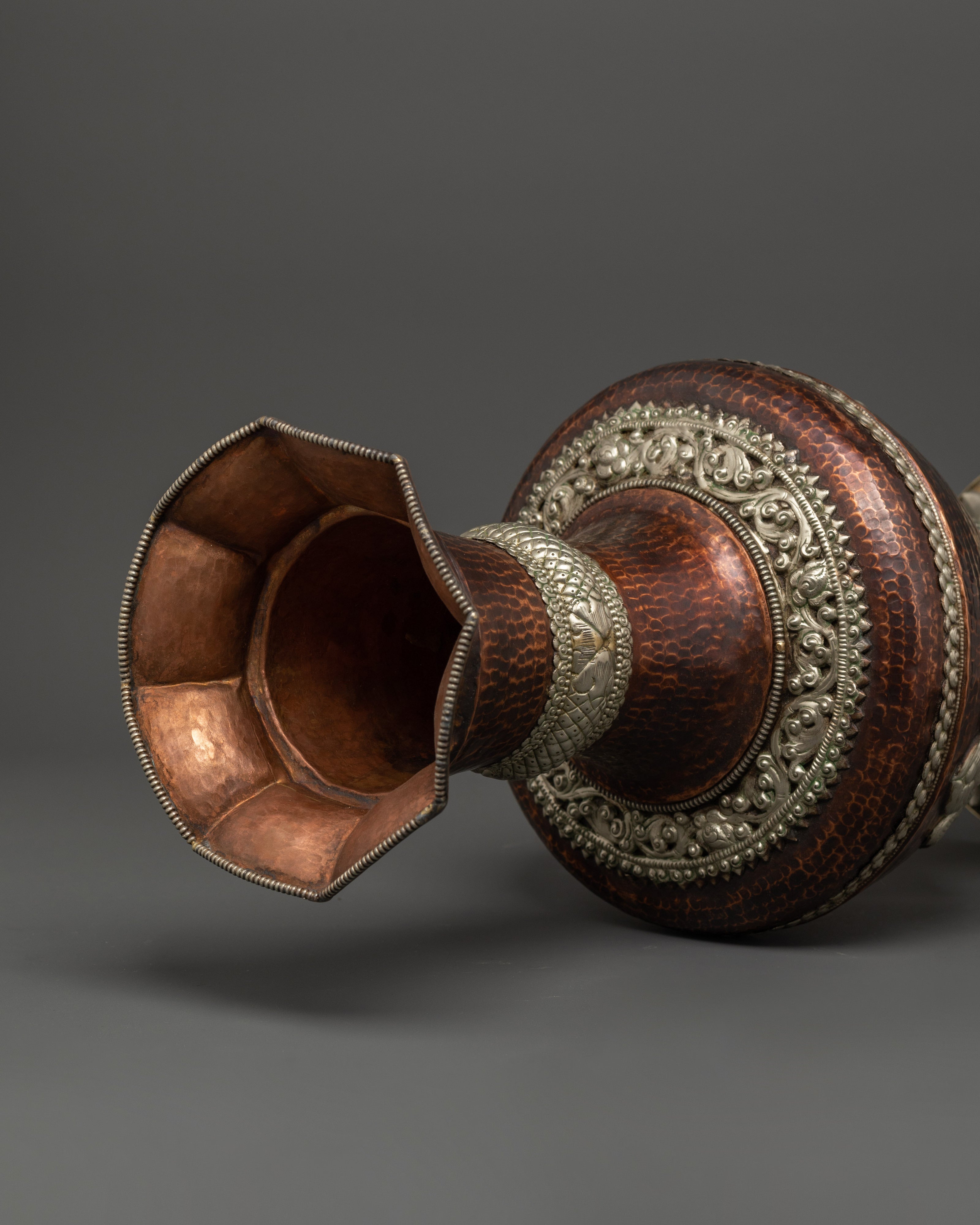 Handcrafted Copper & White Metal Flower Vase Set | Accent Piece Decor