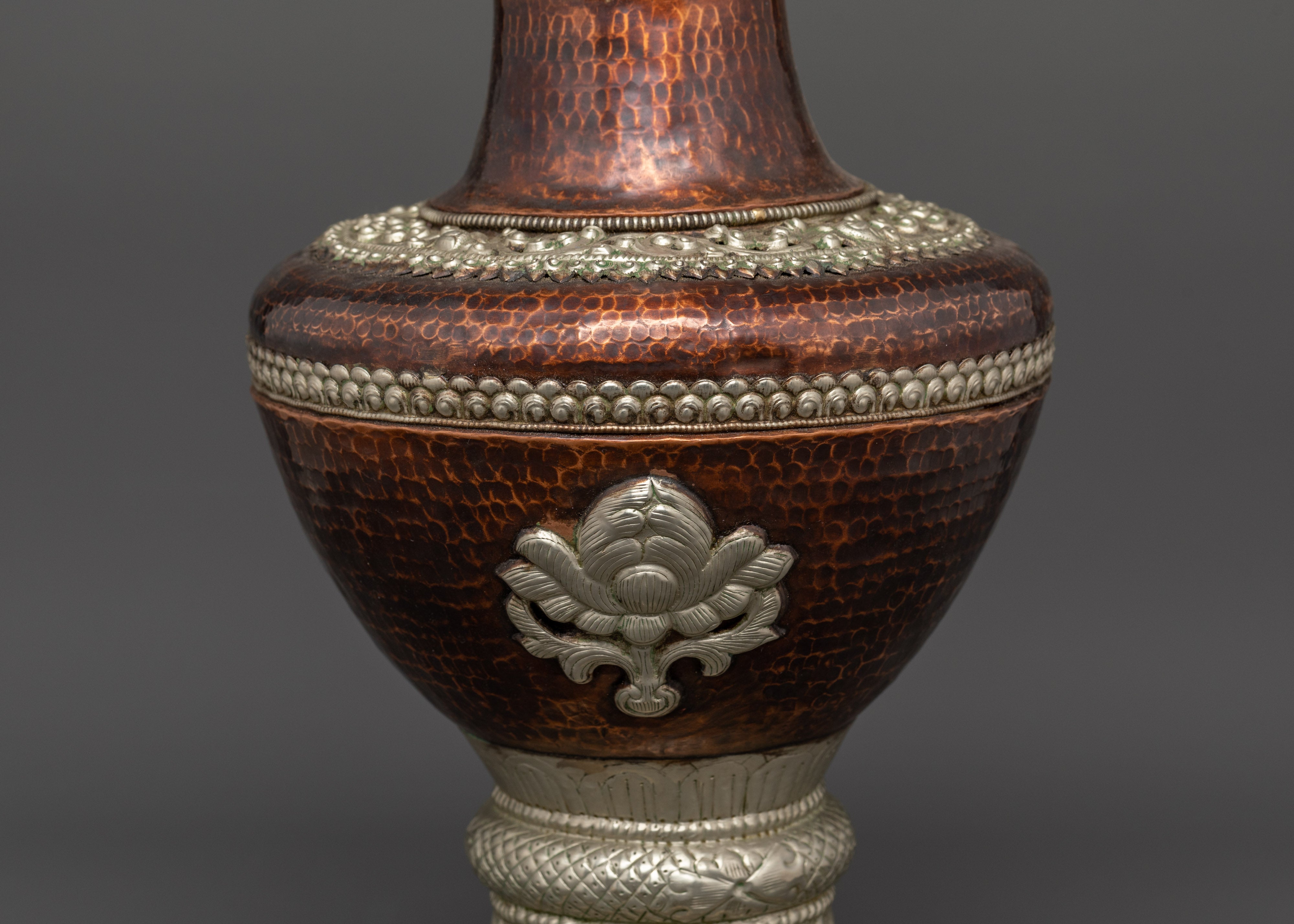 Handcrafted Copper & White Metal Flower Vase Set | Accent Piece Decor