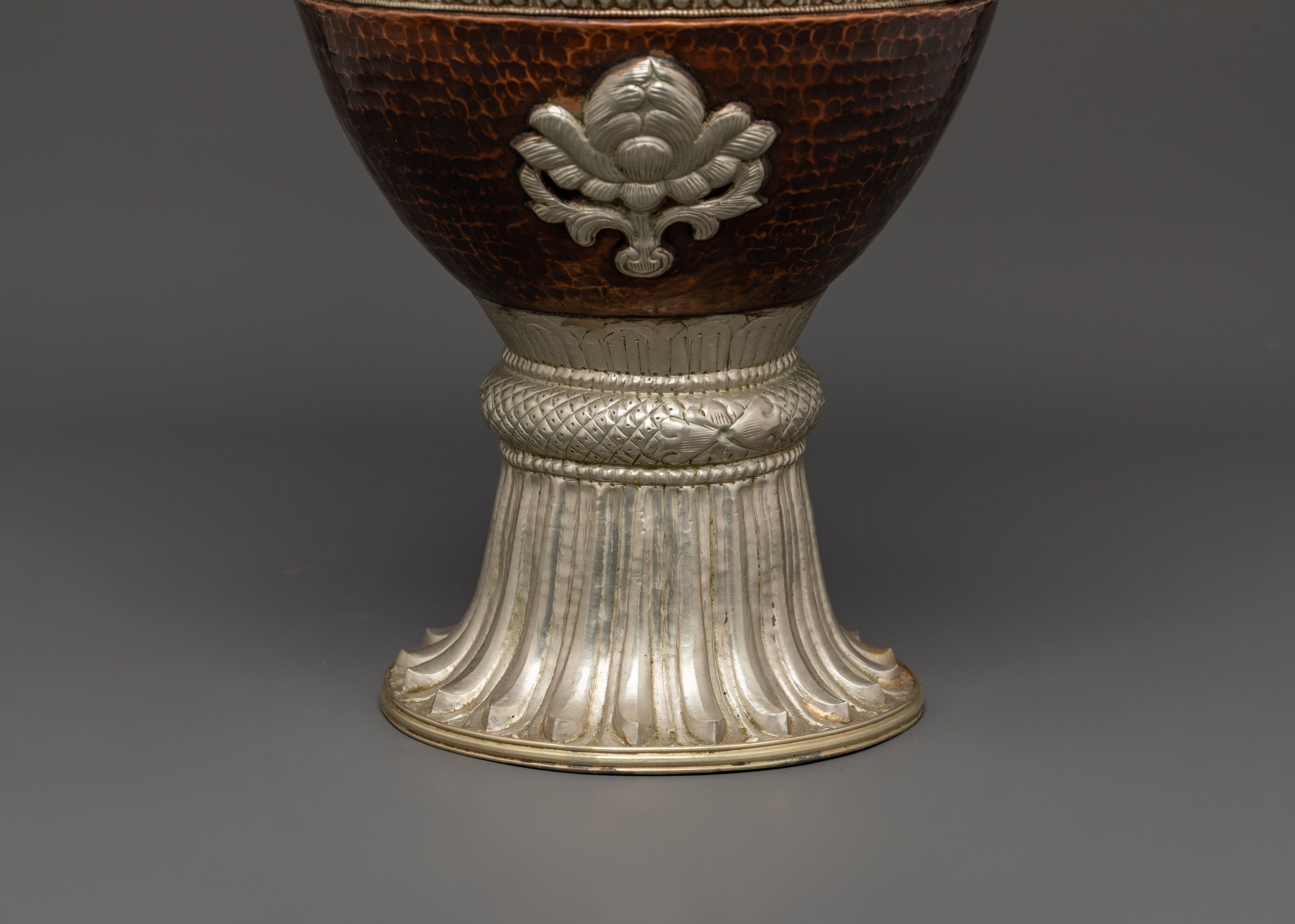 Handcrafted Copper & White Metal Flower Vase Set | Accent Piece Decor