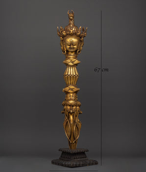 Three-Faced Phurba Dagger | Tibetan Gold Plated Phurba for Rituals