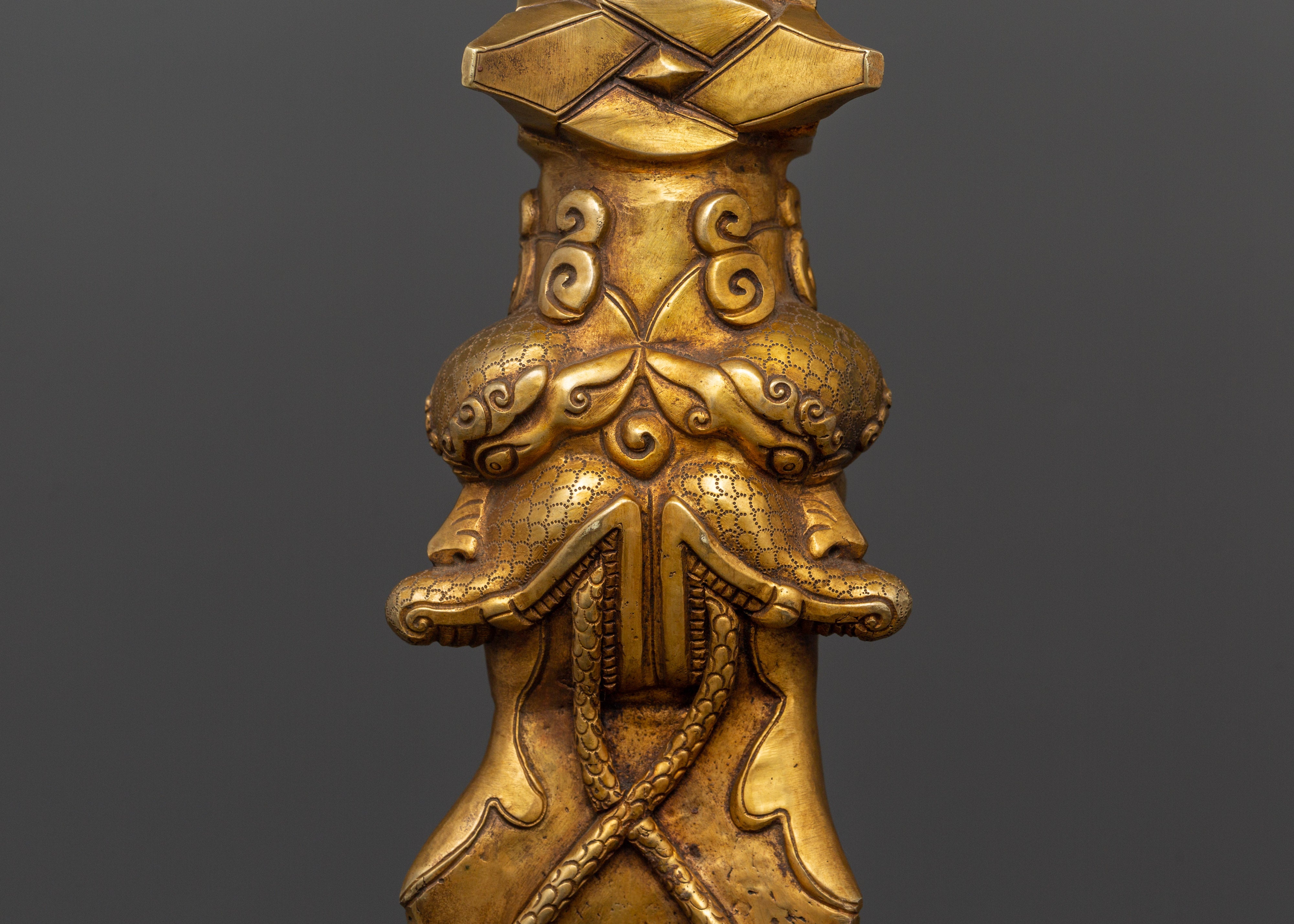 Three-Faced Phurba Dagger | Tibetan Gold Plated Phurba for Rituals