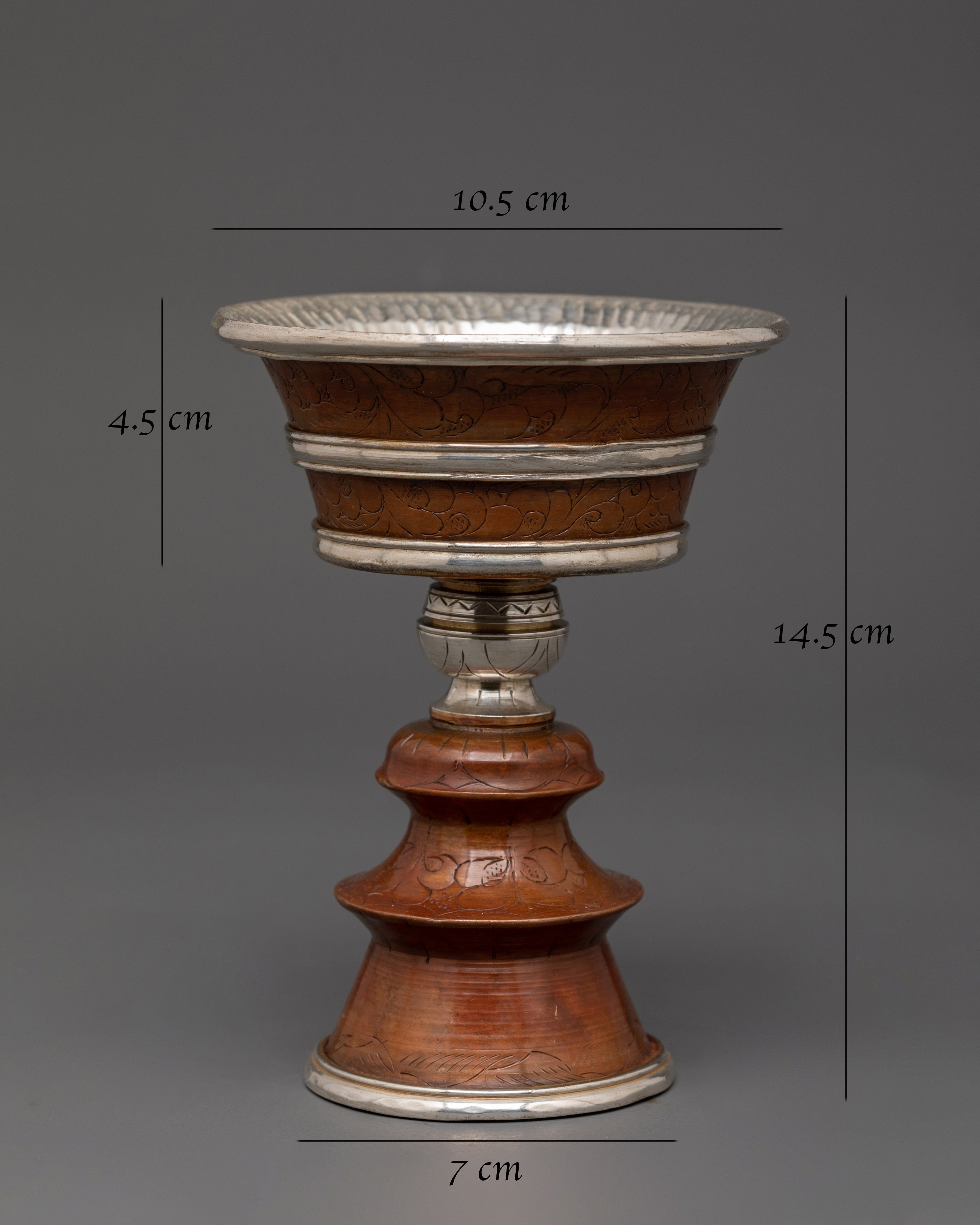 Oxidized Copper Tibetan Butter Lamp Set | Tibetan Ritual Lamp for Buddhist Offerings