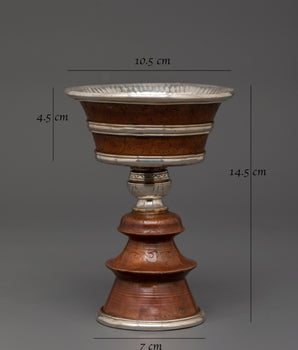 Silver-Plated Tibetan Butter Lamp - Rituals and Meditation