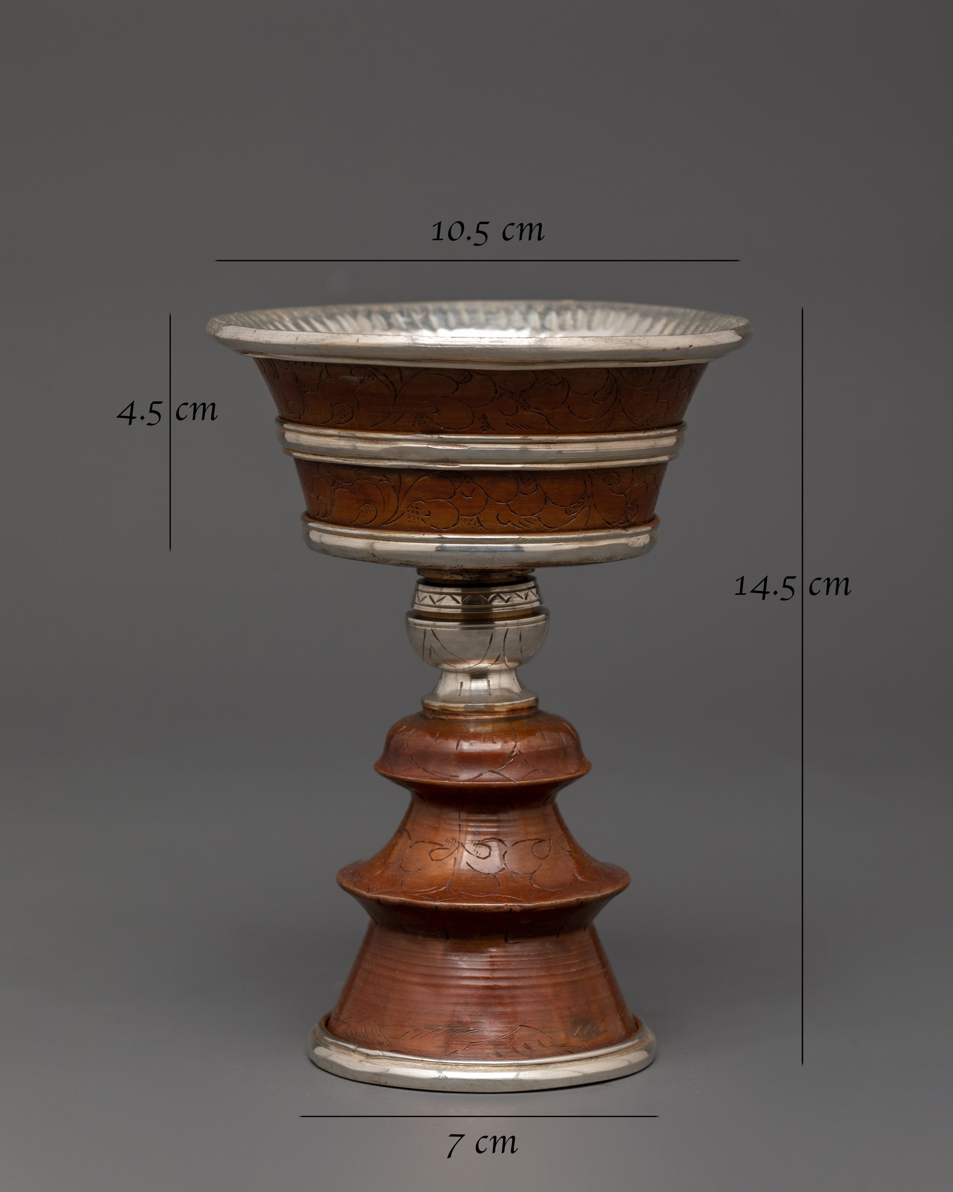 Silver-Plated Tibetan Butter Lamp - Rituals and Meditation