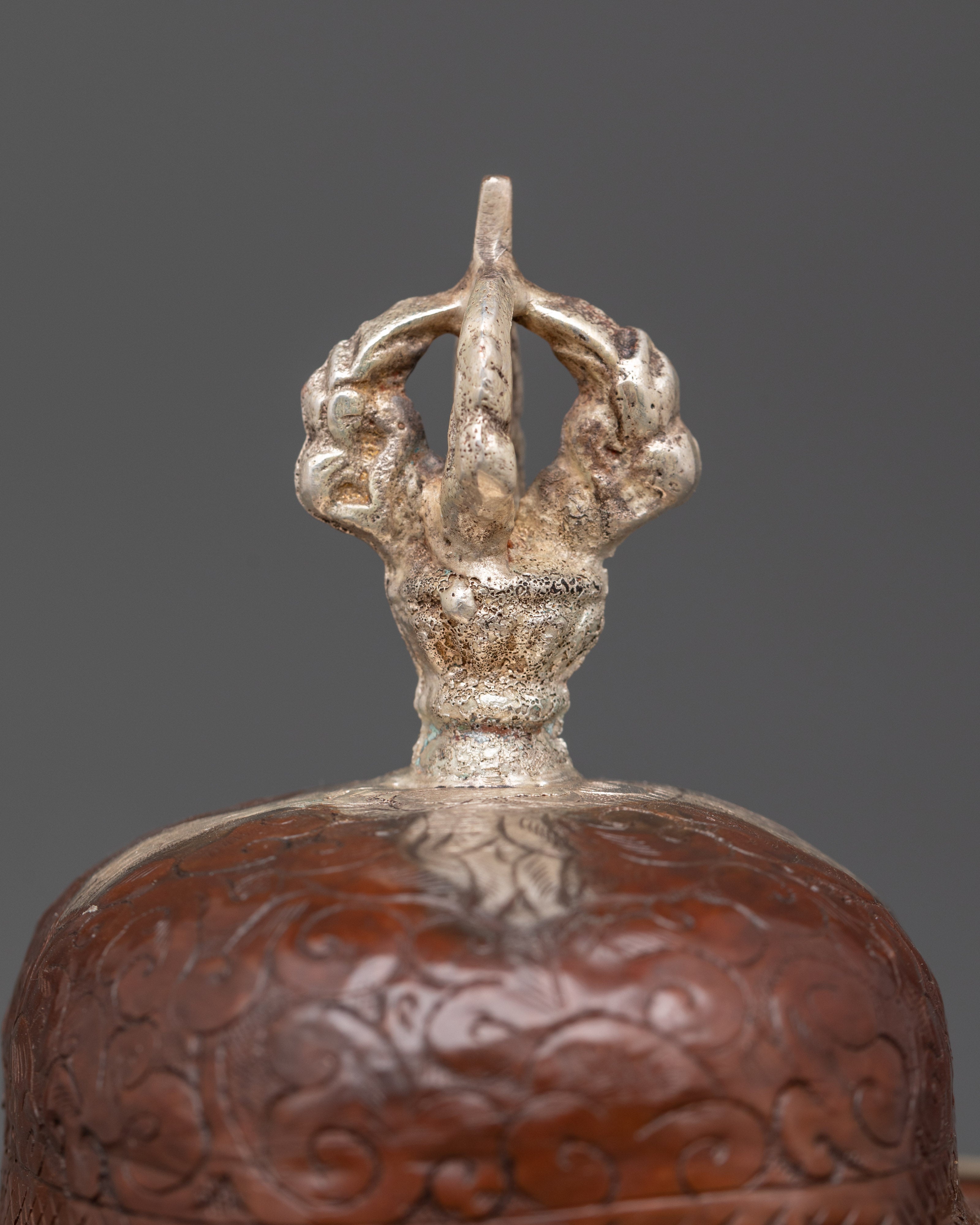 Oxidized Copper Tibetan Kapala | Sacred Skull Ritual Vessel