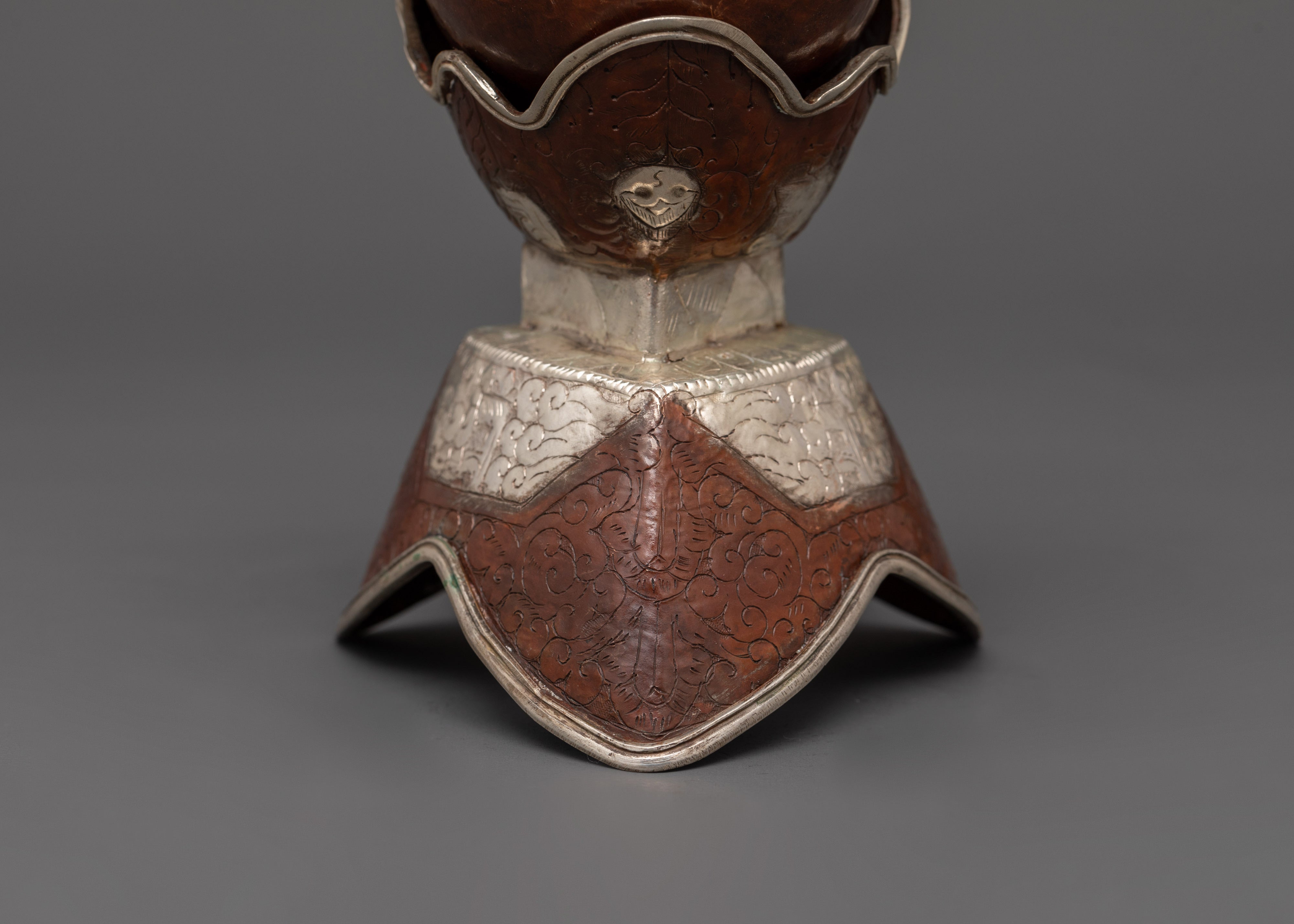 Oxidized Copper Tibetan Kapala | Sacred Skull Ritual Vessel