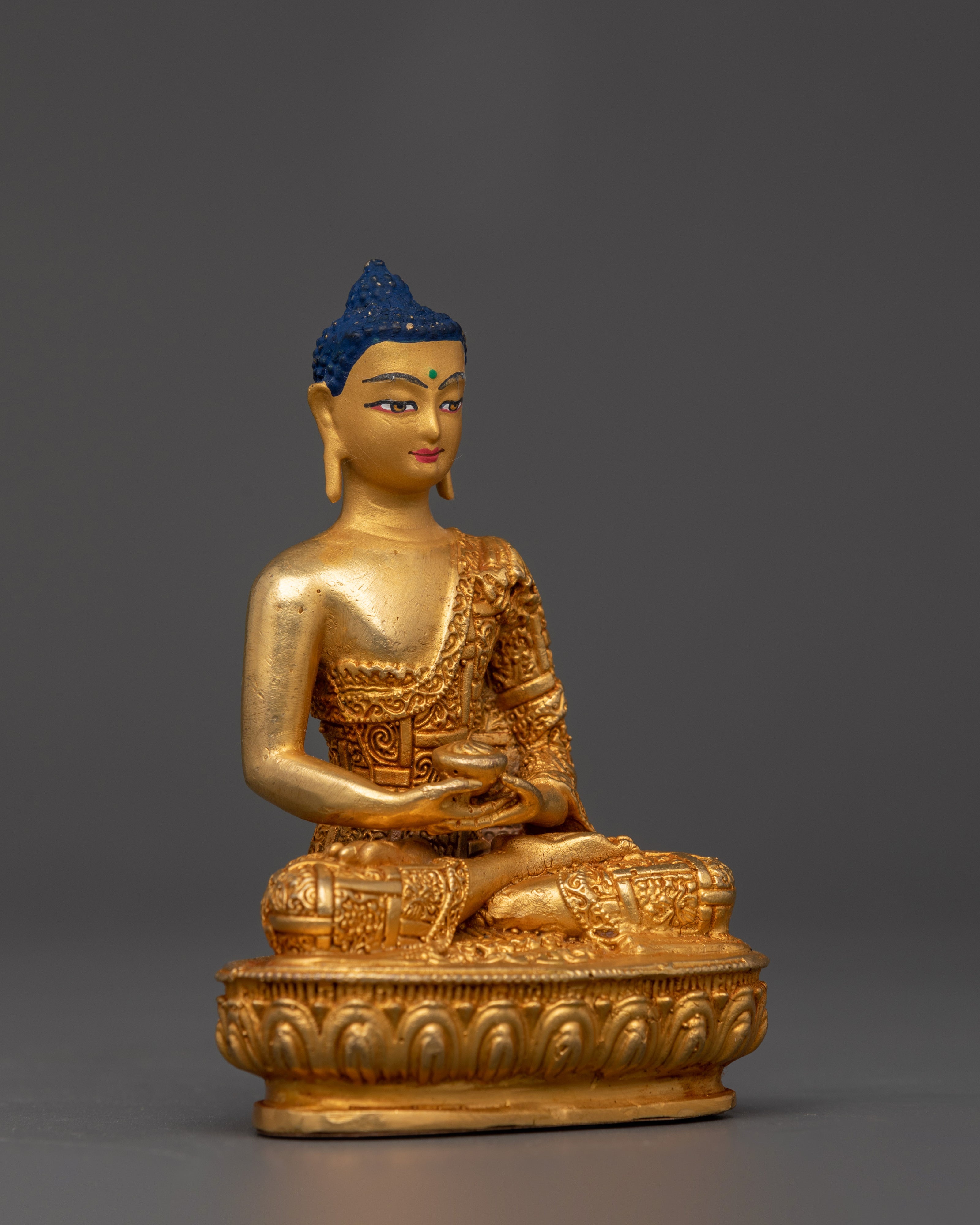 Amitabha Buddha Statue with Offering Bowl | Handcrafted Copper with Gold Plating