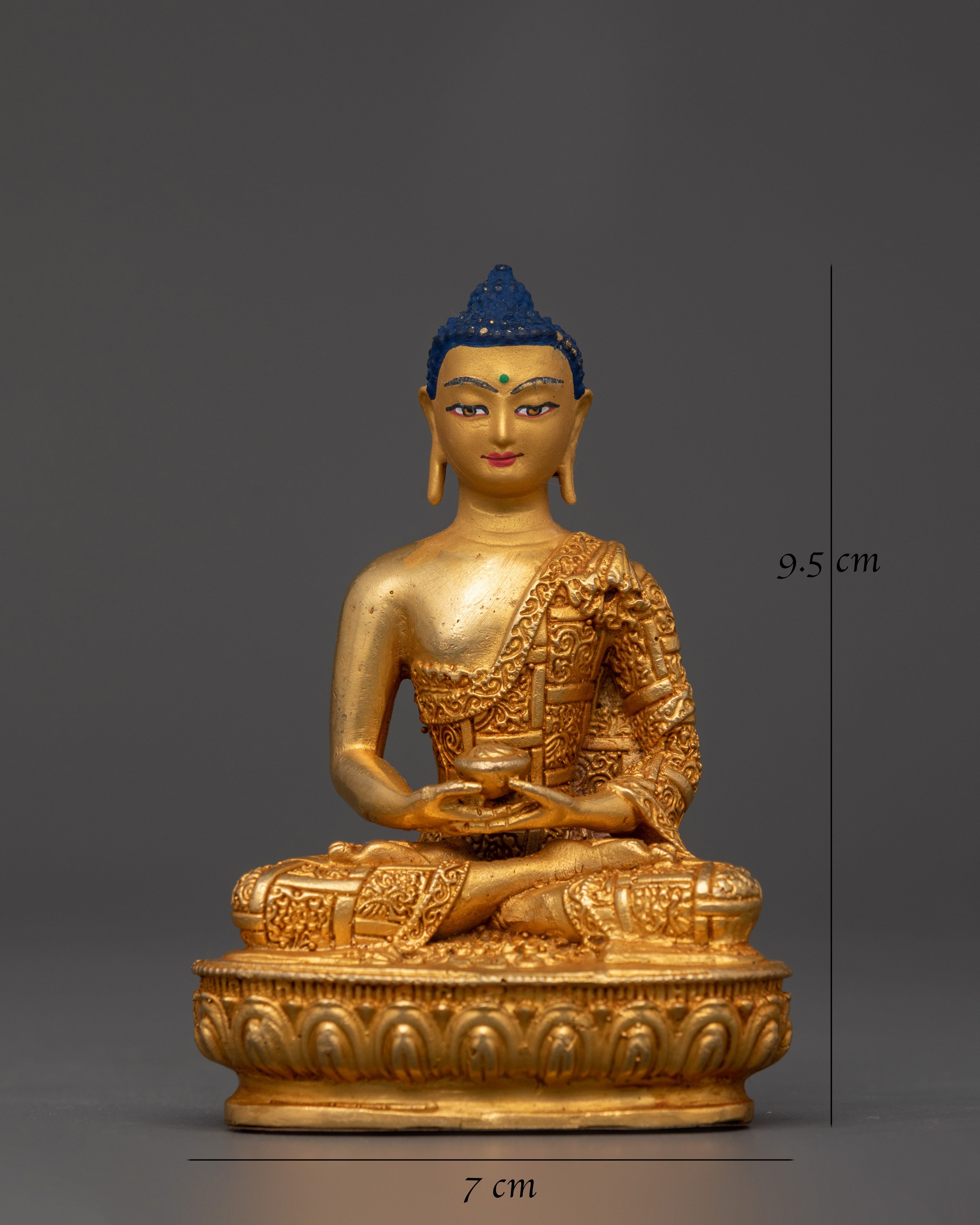 Amitabha Buddha Statue with Offering Bowl | Handcrafted Copper with Gold Plating