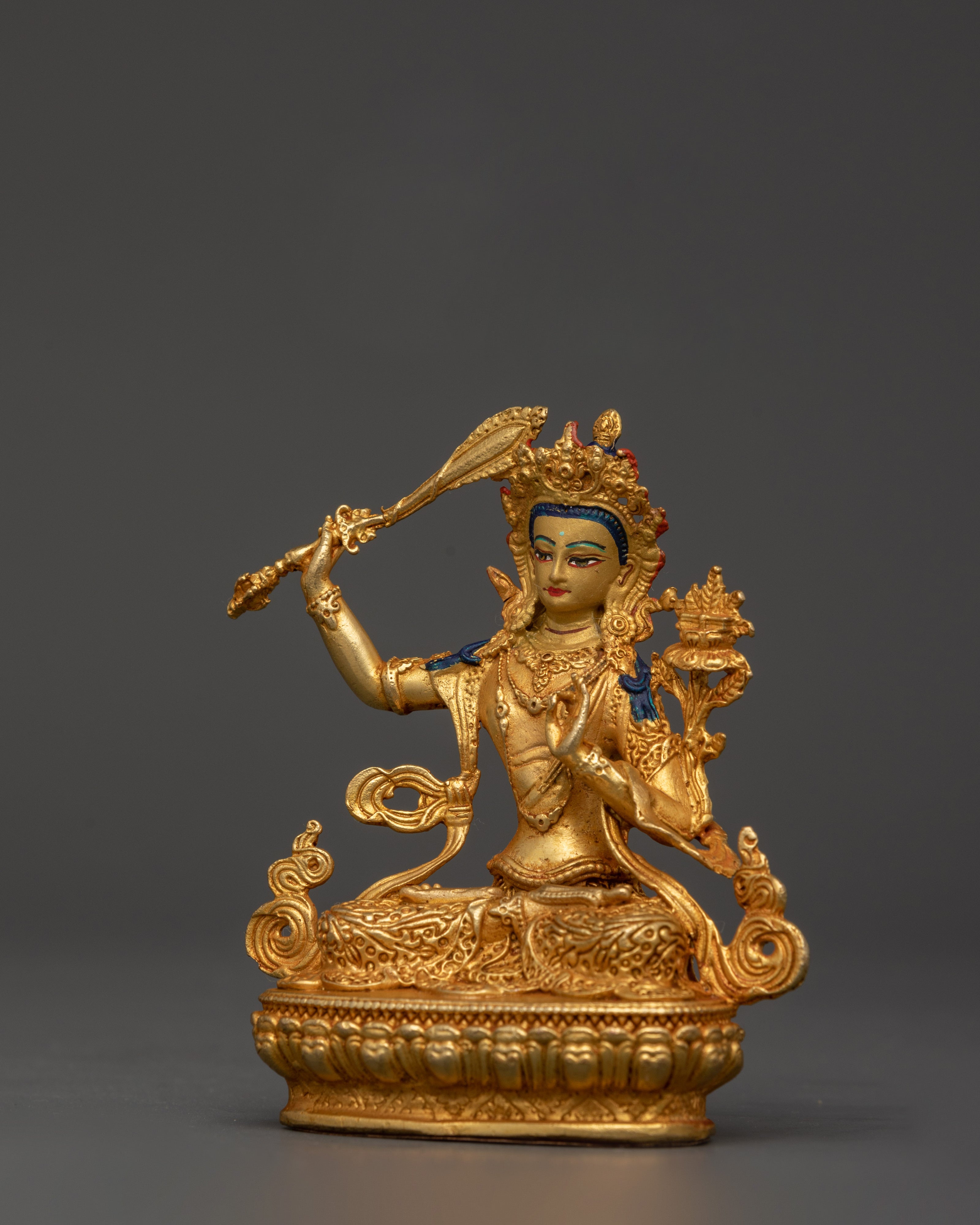 Handcrafted Sculpture of Manjushri | Sacred Bodhisattva of Wisdom Deity