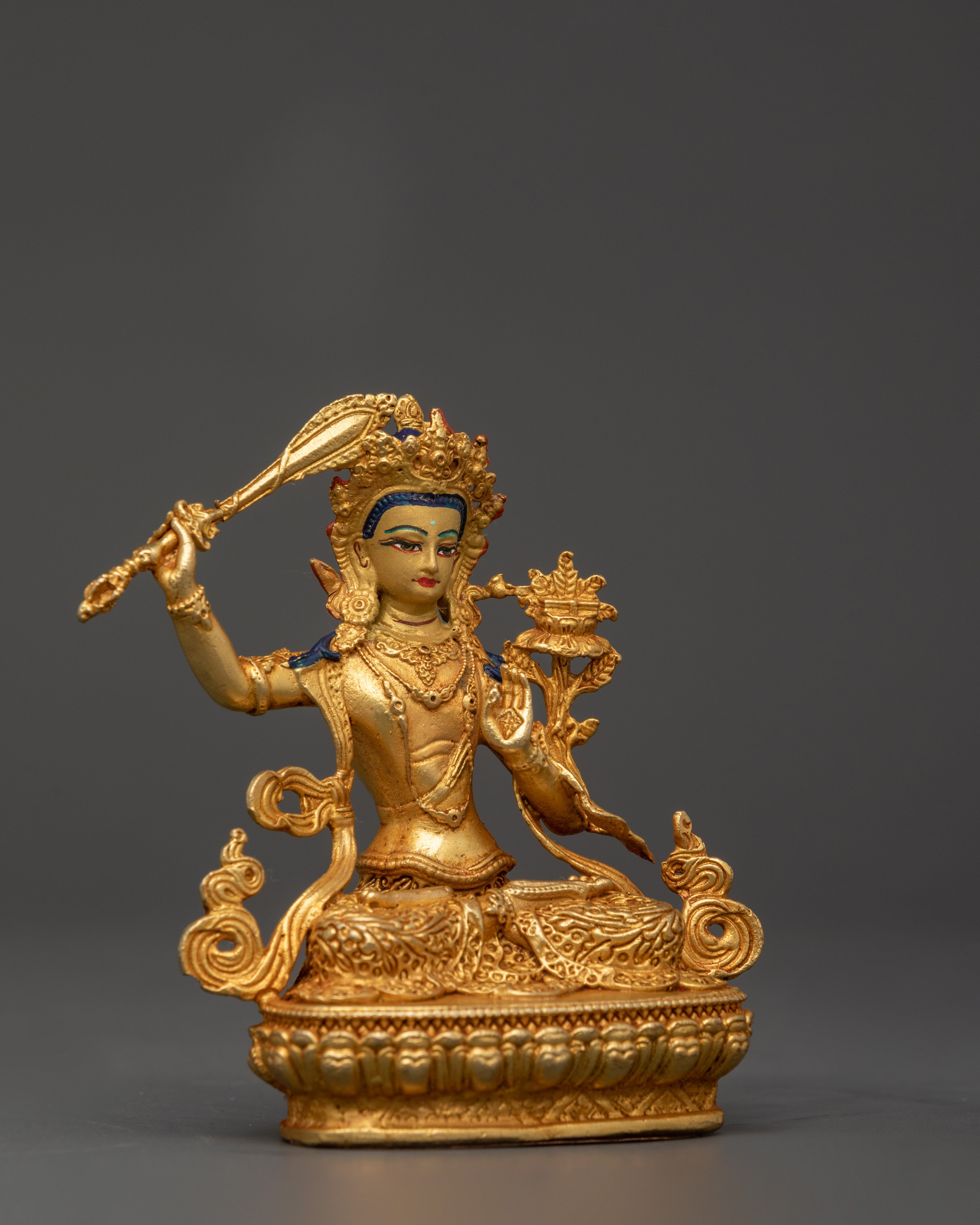 Handcrafted Sculpture of Manjushri | Sacred Bodhisattva of Wisdom Deity