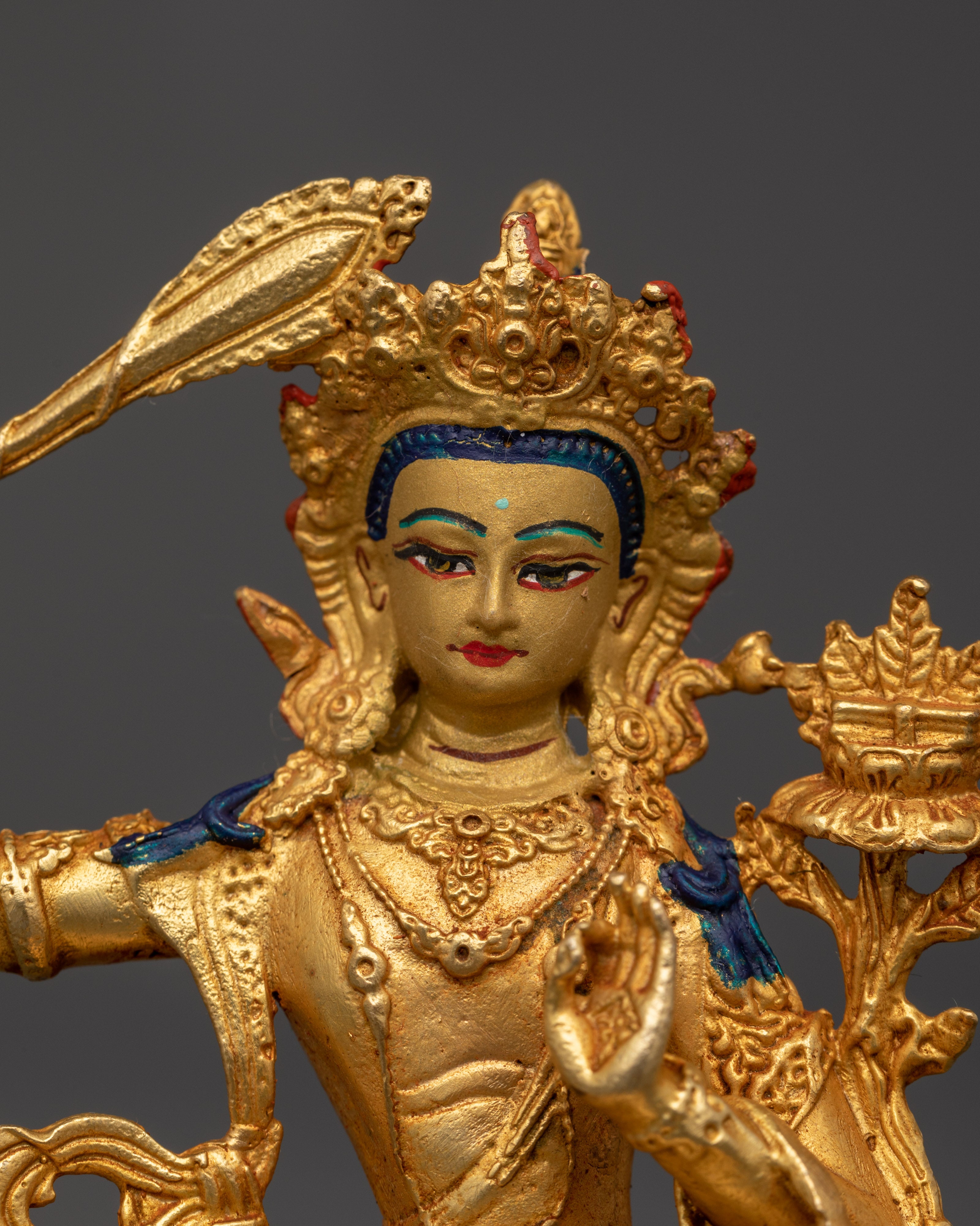 Handcrafted Sculpture of Manjushri | Sacred Bodhisattva of Wisdom Deity