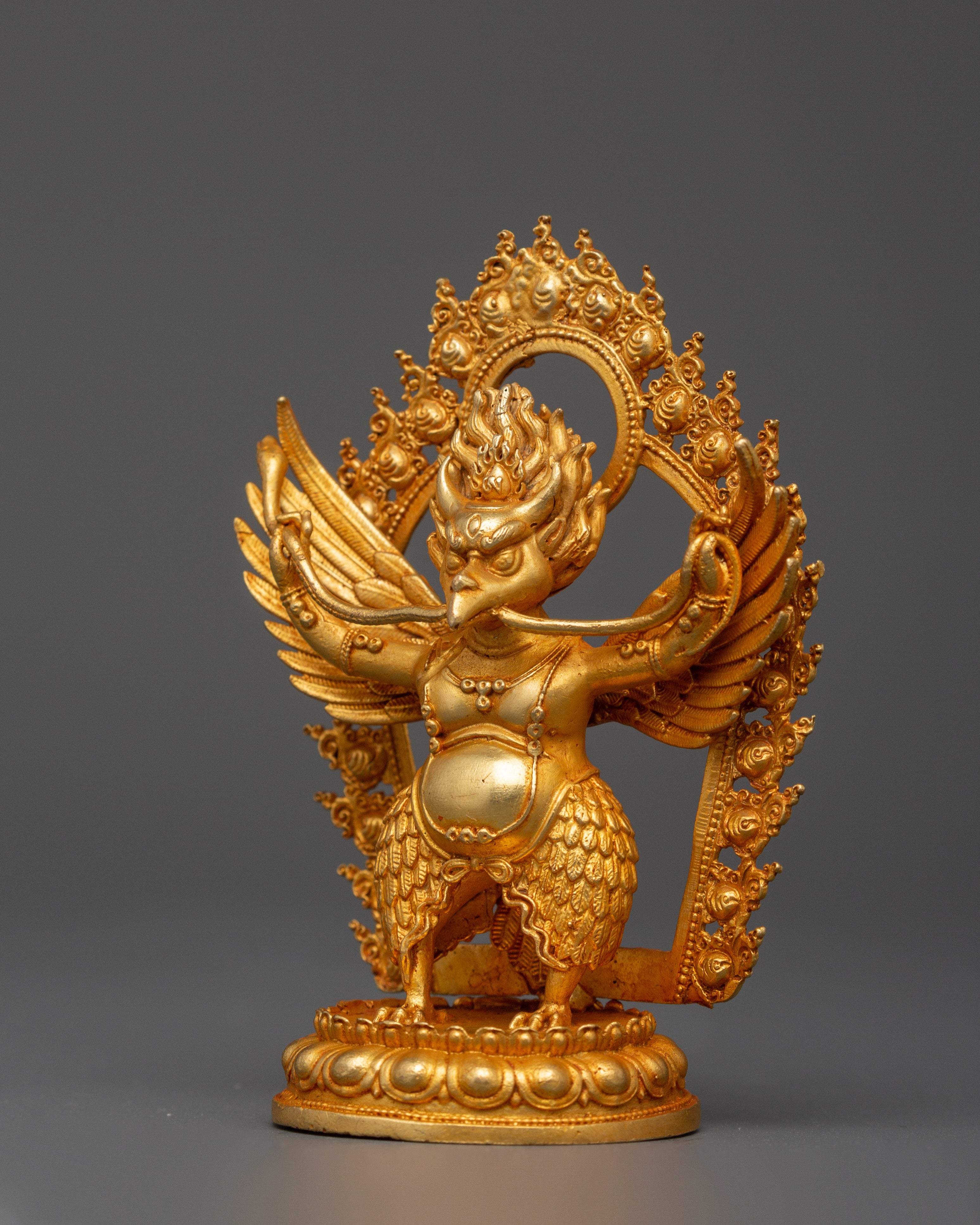 Fierce Garuda Gold-Plated Copper Sculpture | Altar, Protection & Spiritual Home Decor