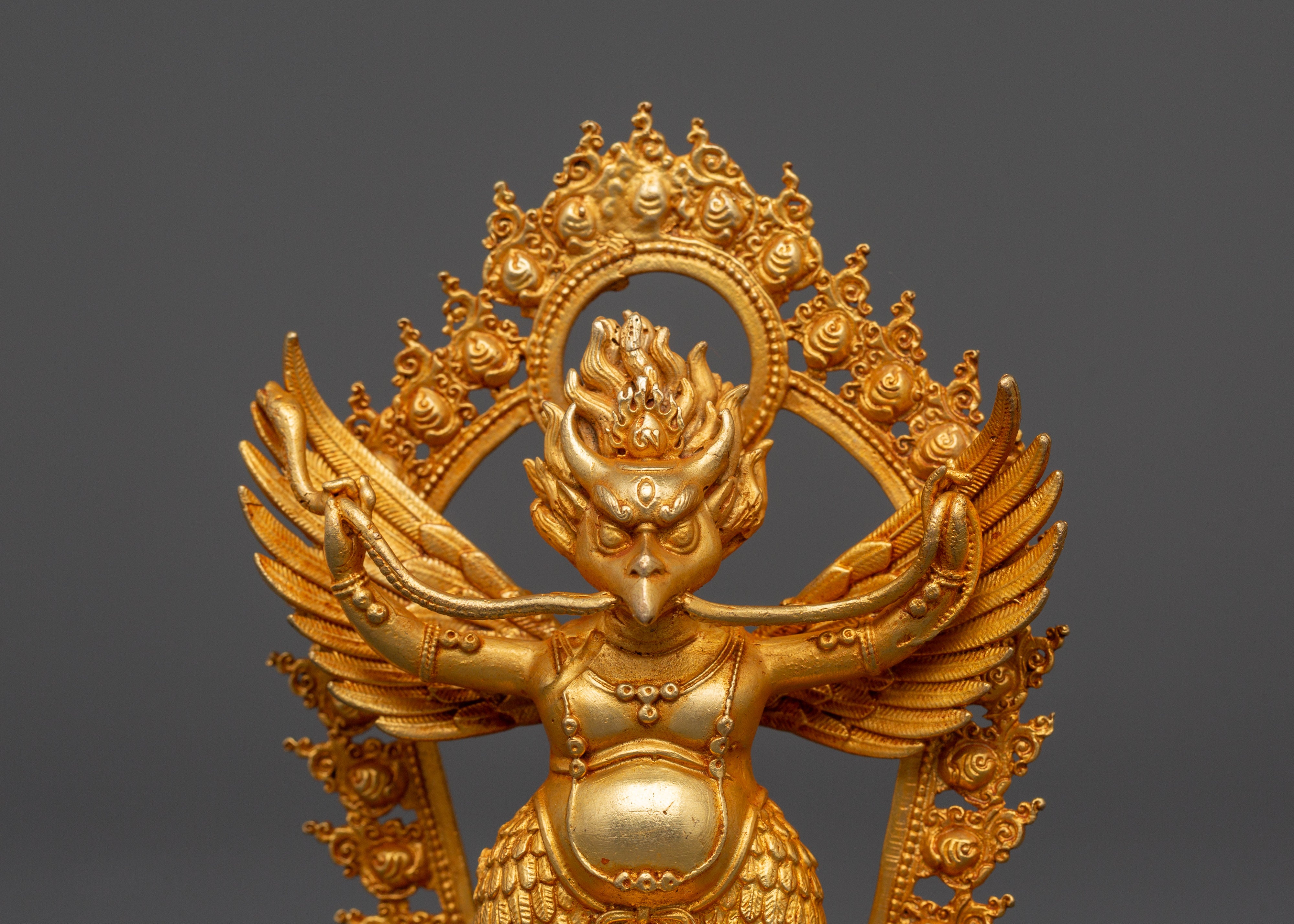 Fierce Garuda Gold-Plated Copper Sculpture | Altar, Protection & Spiritual Home Decor