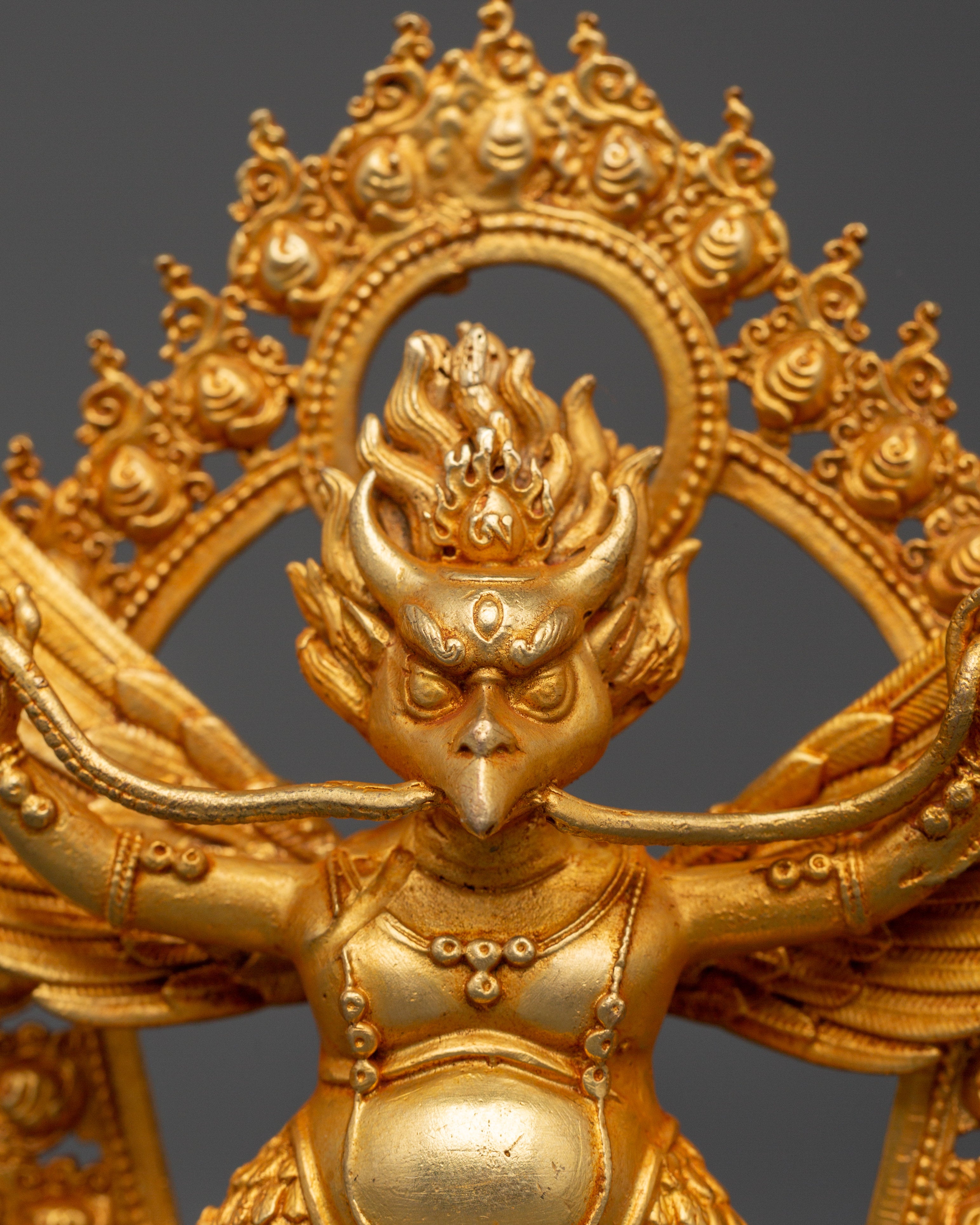 Fierce Garuda Gold-Plated Copper Sculpture | Altar, Protection & Spiritual Home Decor