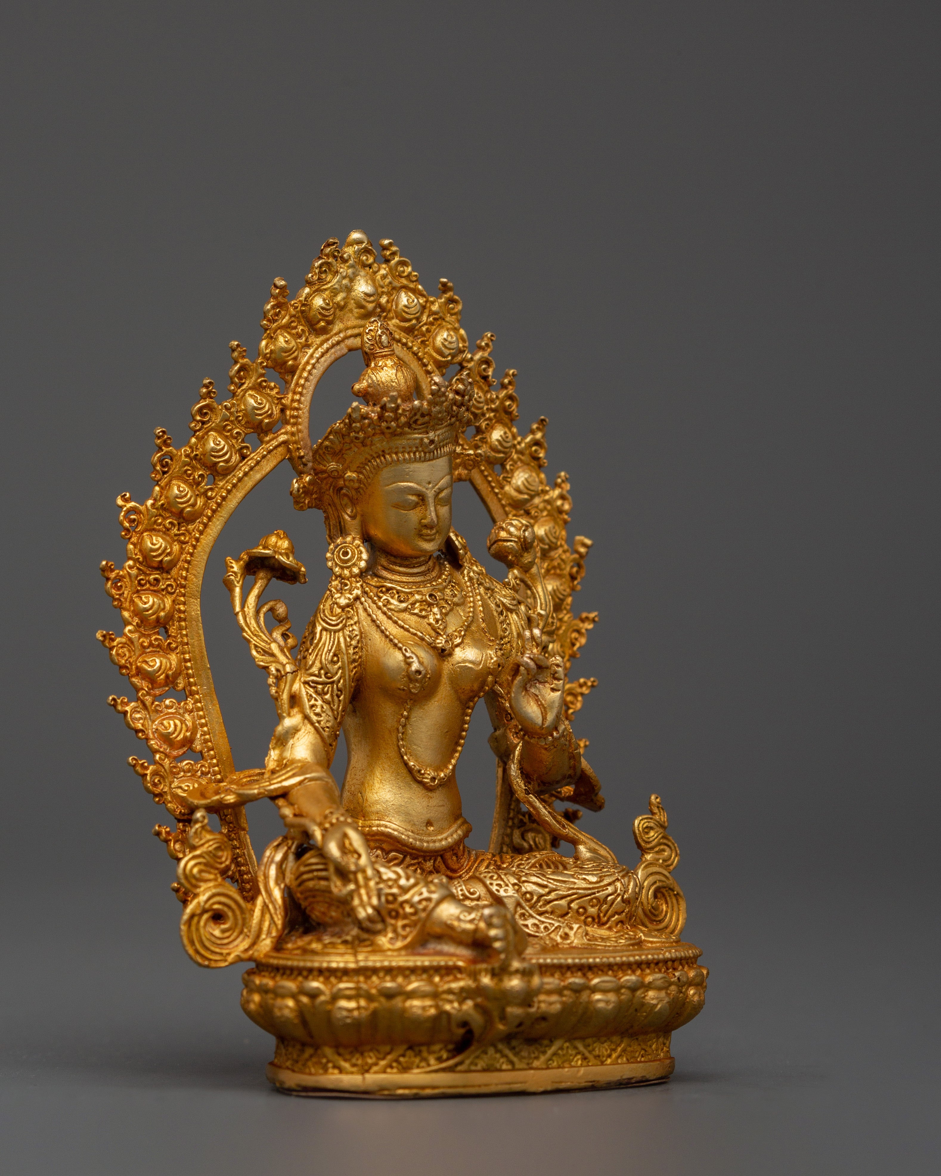 Buddhist Deity of Swift Action Green Tara Statue | Buddhist Altar Sacred Decor