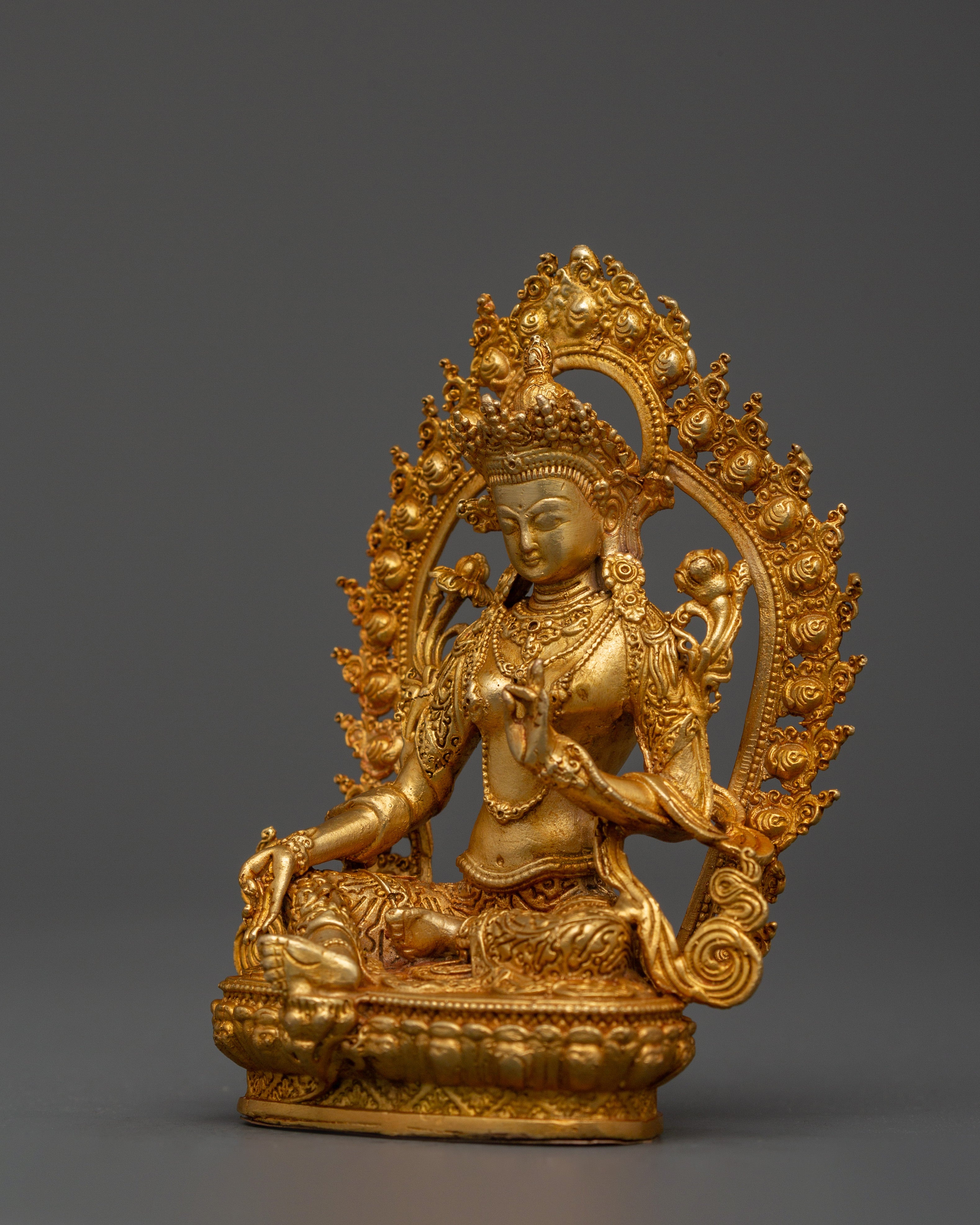 Buddhist Deity of Swift Action Green Tara Statue | Buddhist Altar Sacred Decor