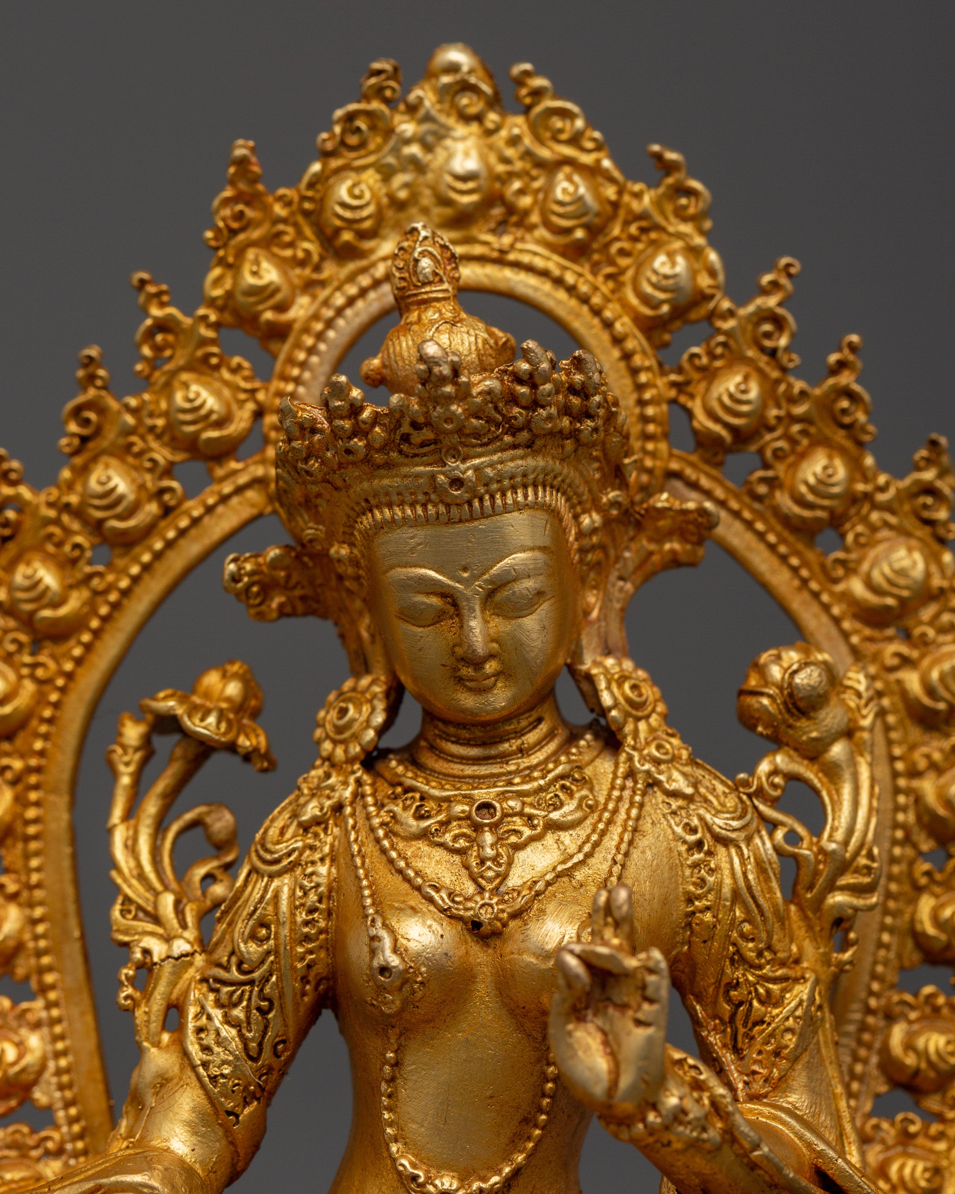 Buddhist Deity of Swift Action Green Tara Statue | Buddhist Altar Sacred Decor