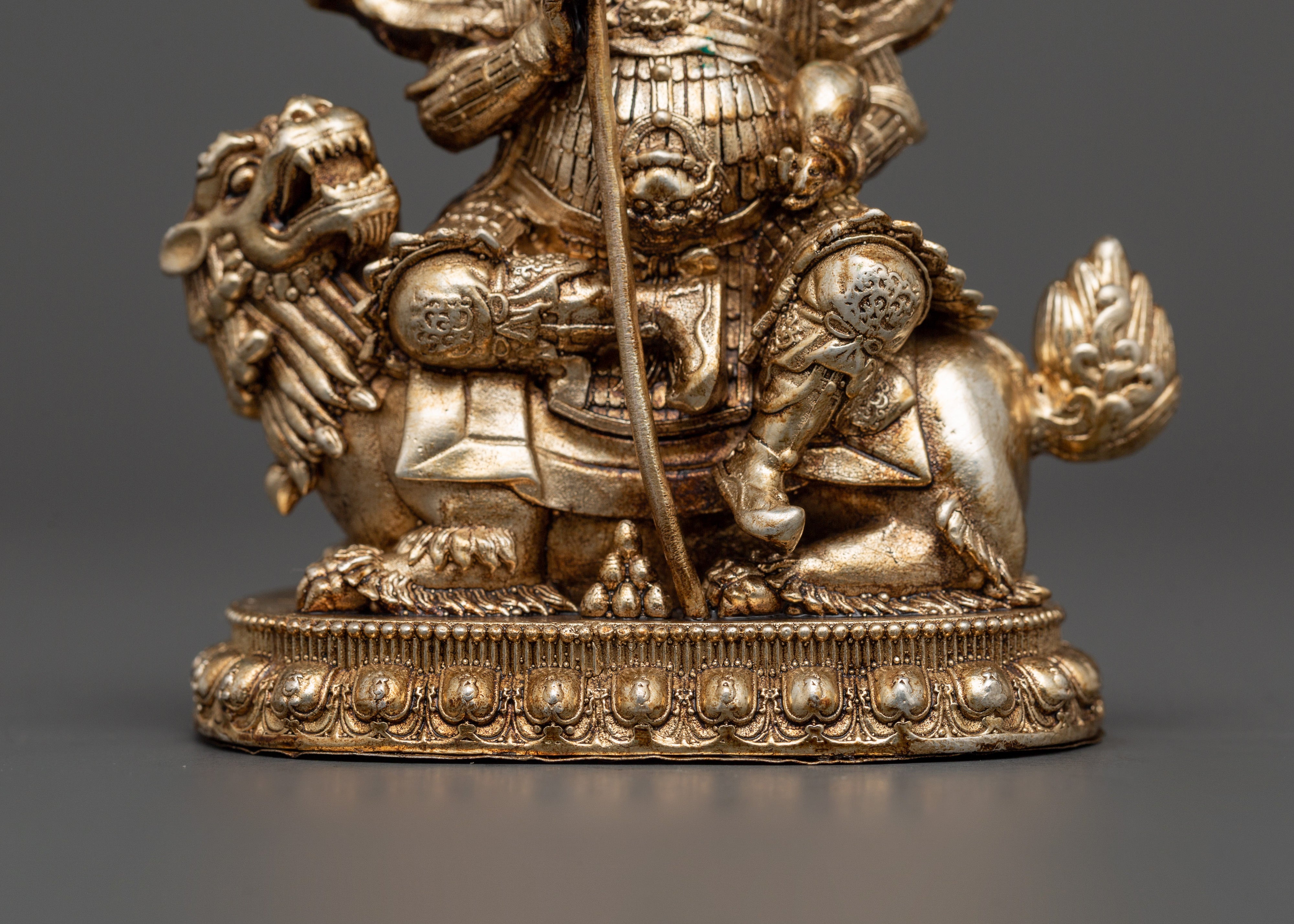 Oxidized Copper Silver-Plated Namtoshe Statue | Tibetan Guardian of Wealth & Protection