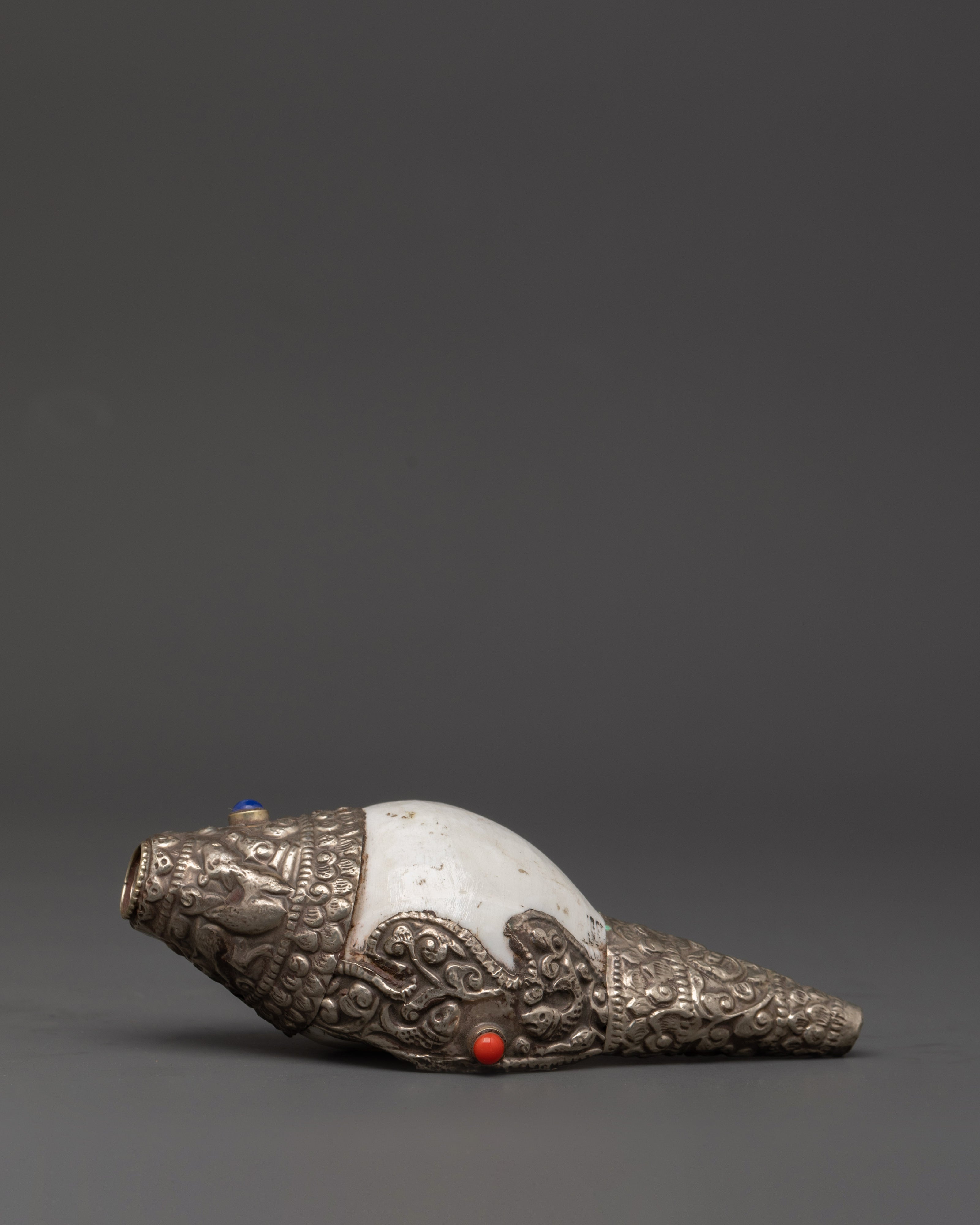 Tibetan Ritual Conch Shell | Handcrafted Buddhist Ritual Sacred Instrument